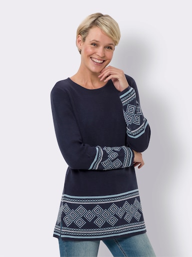 Longpullover - marine-himmelblau