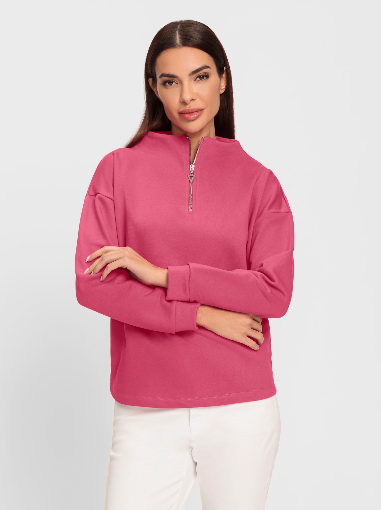 heine Langarmshirt mit Stehkragen - fuchsia