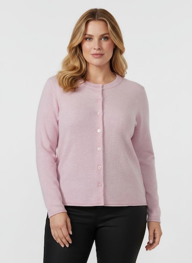 Feinstrickjacke mit Kaschmir - rosé-meliert