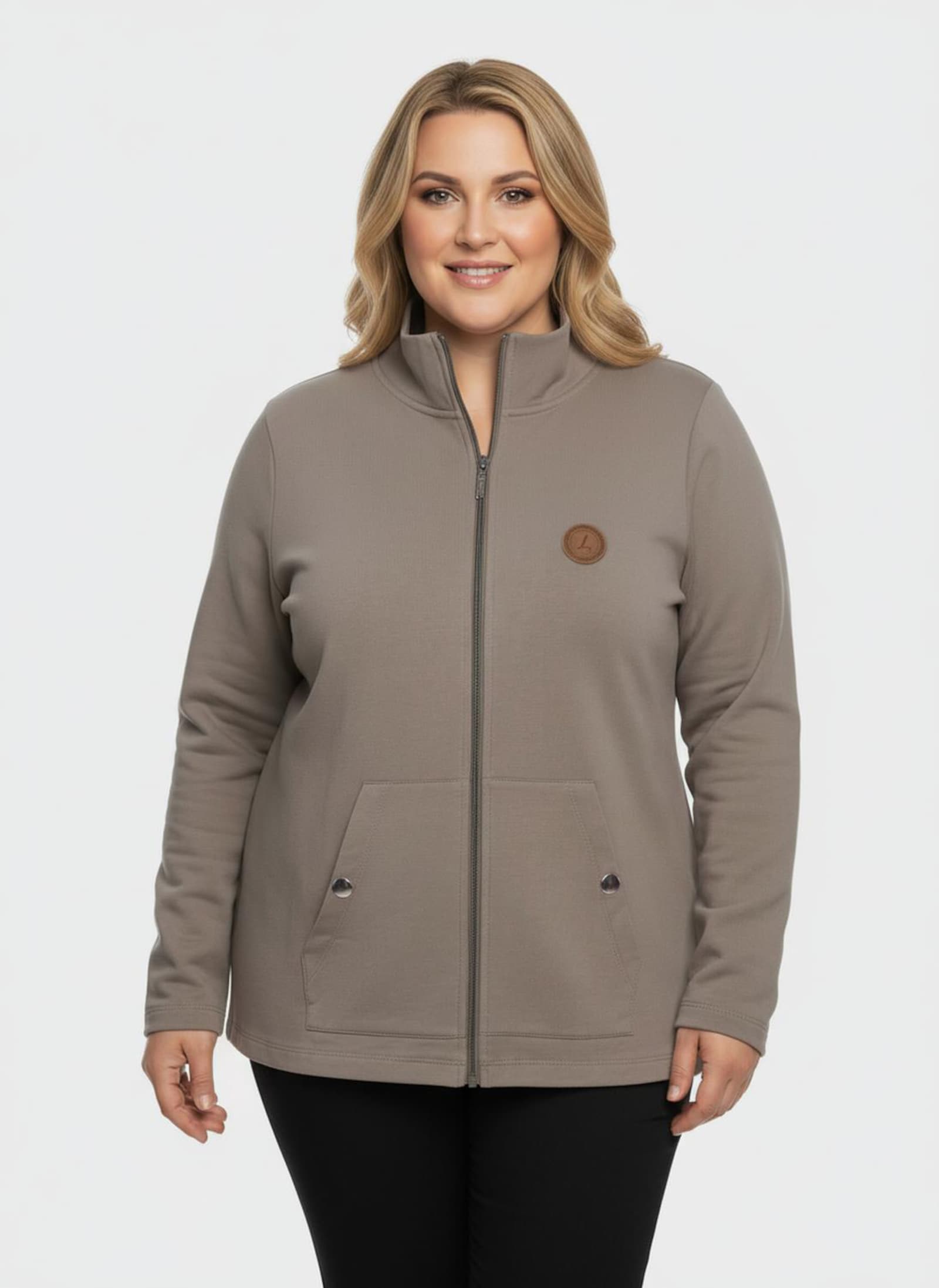 Shirtjacke mit Känguru-Taschen - taupe