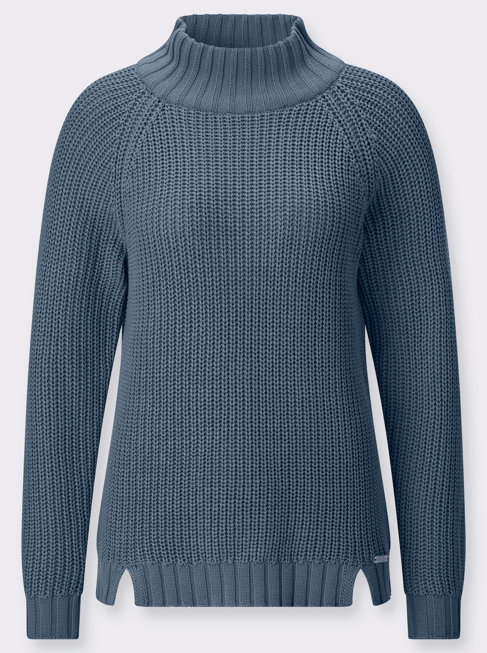 Stehkragenpullover mit Raglan-Ärmel - rauchblau