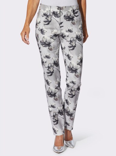Druckhose mit Stretch-Anteil - hellgrau-graphit-bedruckt