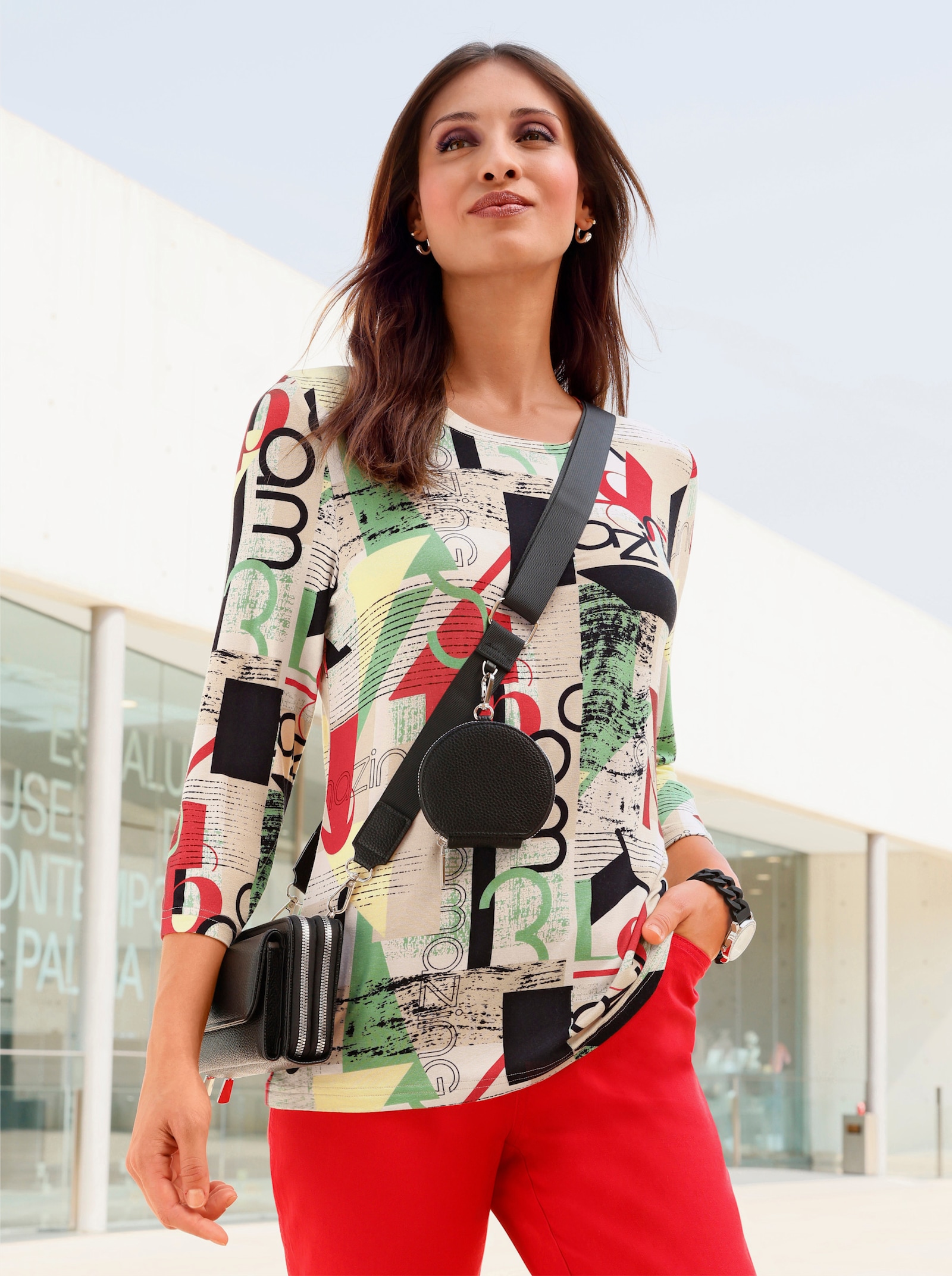 Print-Shirt mit 3/4-Ärmeln - erdbeere-apfel-bedruckt