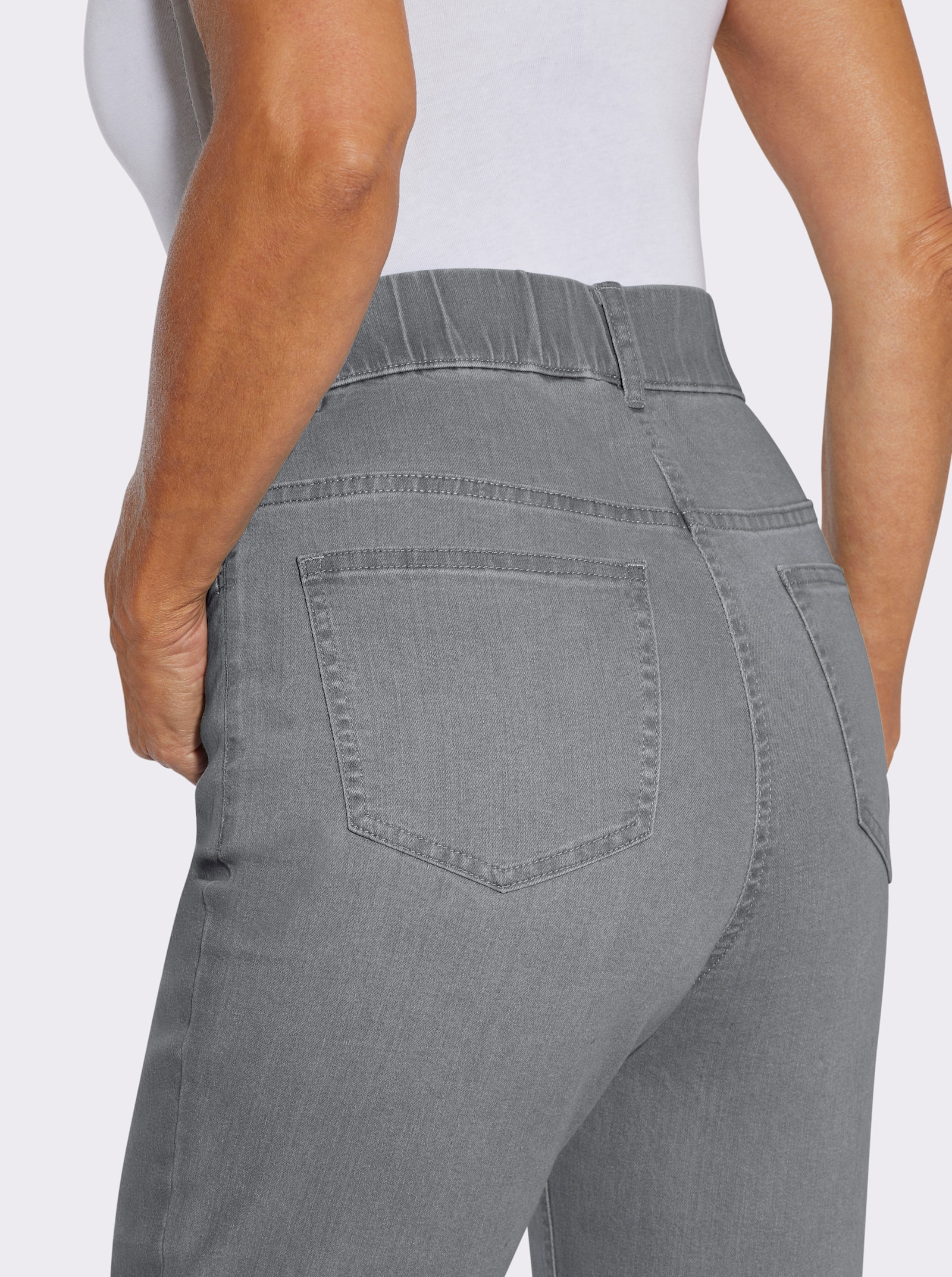 Jeans mit Rundum-Dehnbund - grey denim