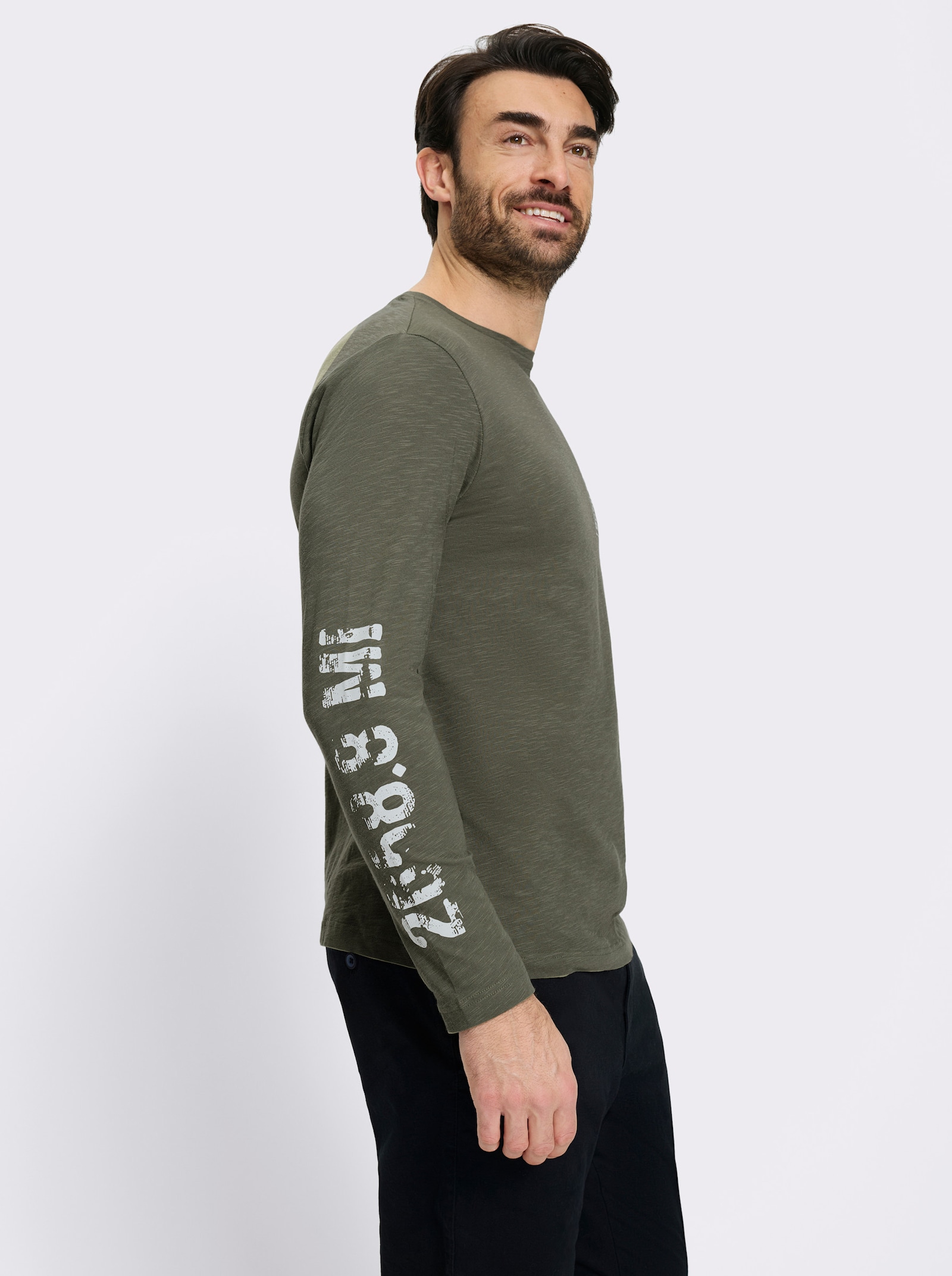 Catamaran Langarmshirt mit platziertem Druck - khaki-bedruckt