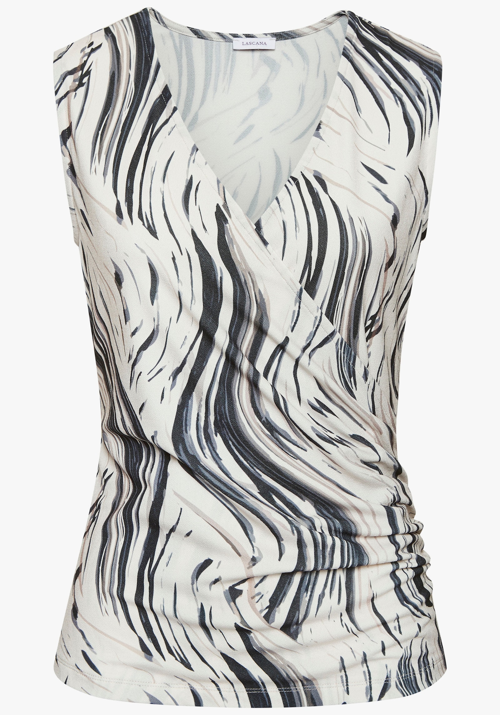 LASCANA Tanktop - beige/zwart geprint