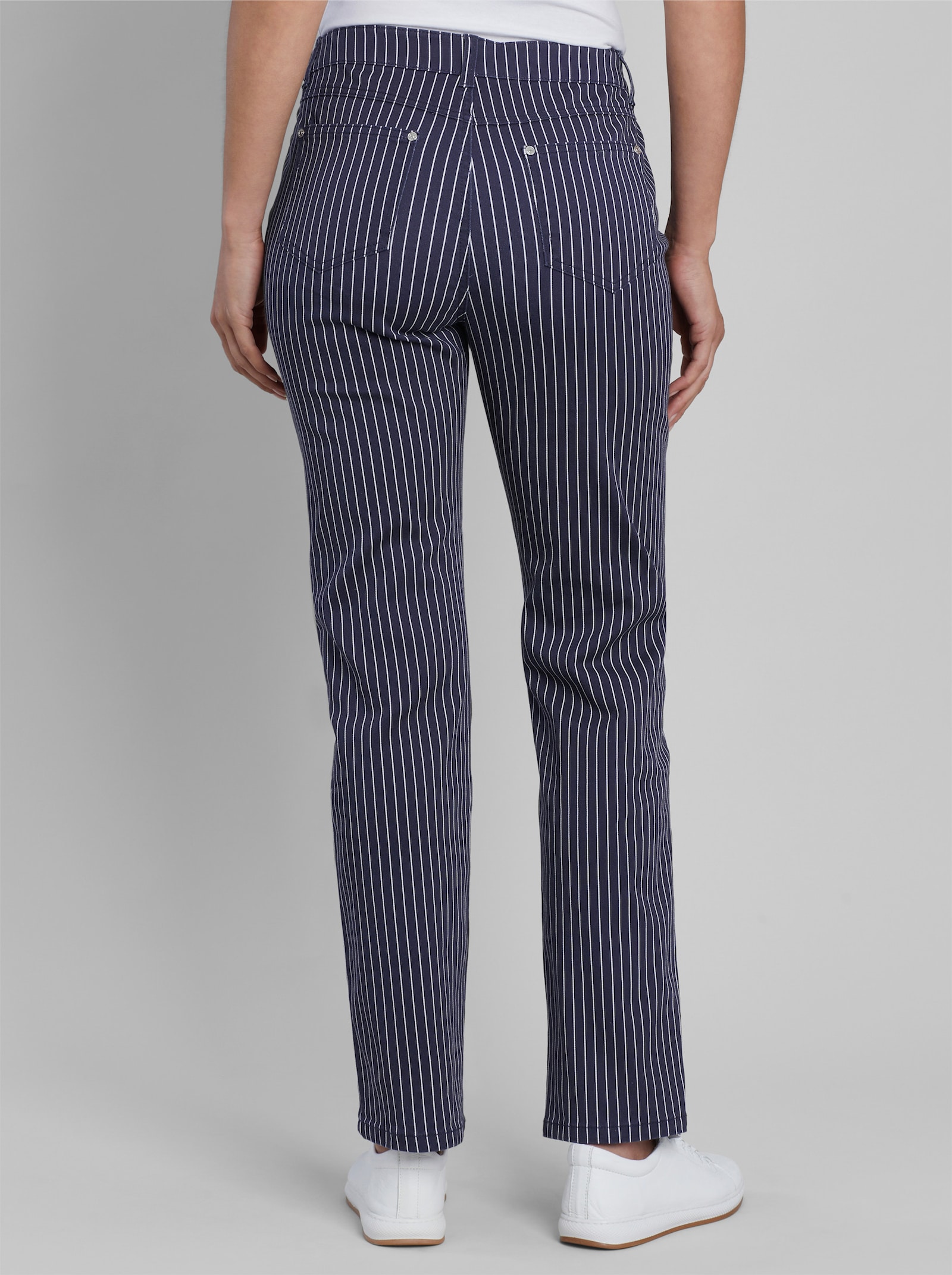 heine 5-Pocket-Hose mit Nadelstreifen - marine-ecru-gestreift