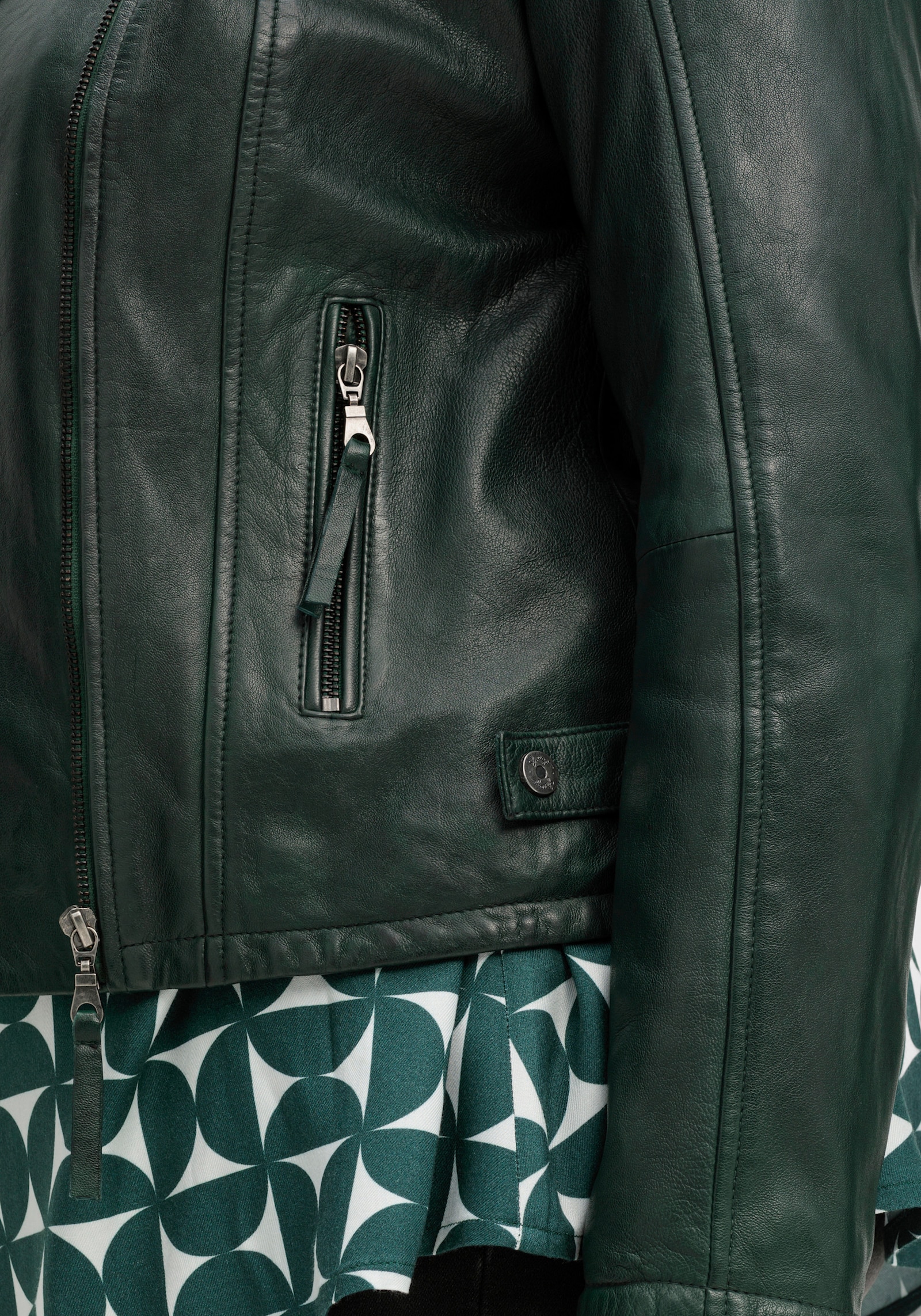 sheego Bikerjack van zacht lamsnappa - diepgroen