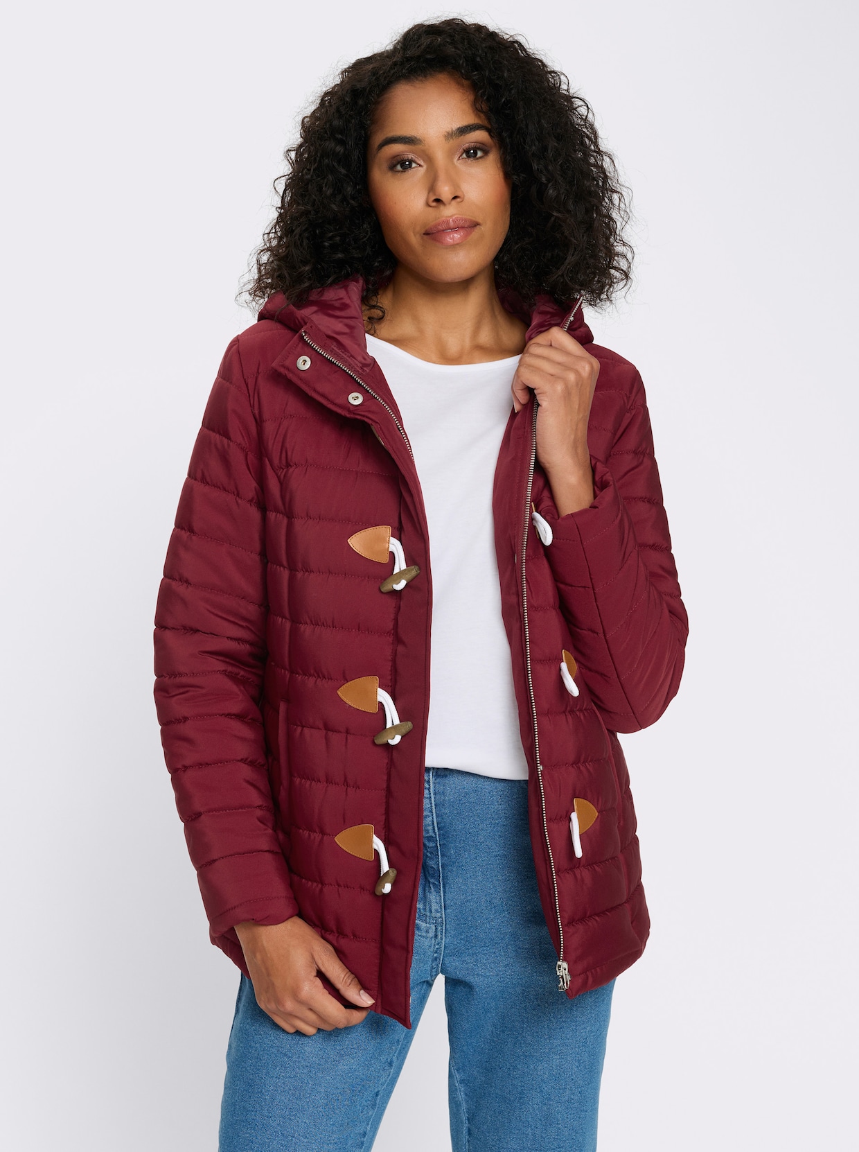 Steppjacke mit Knebelknöpfen - dunkelrot