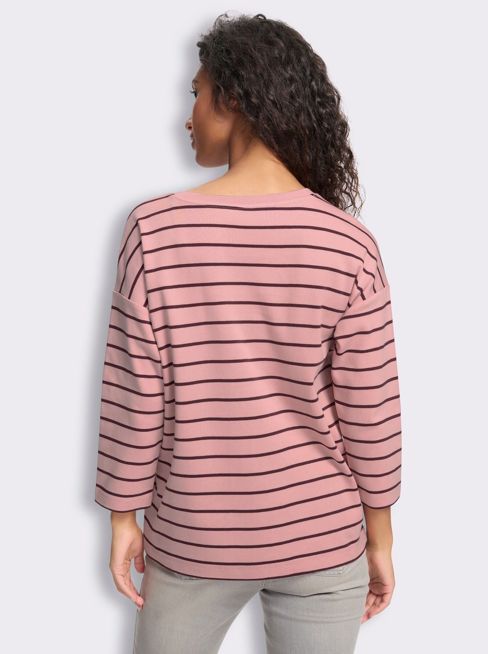 heine Ringelshirt mit 3/4-Arm - rosenquarz-burgund-geringelt