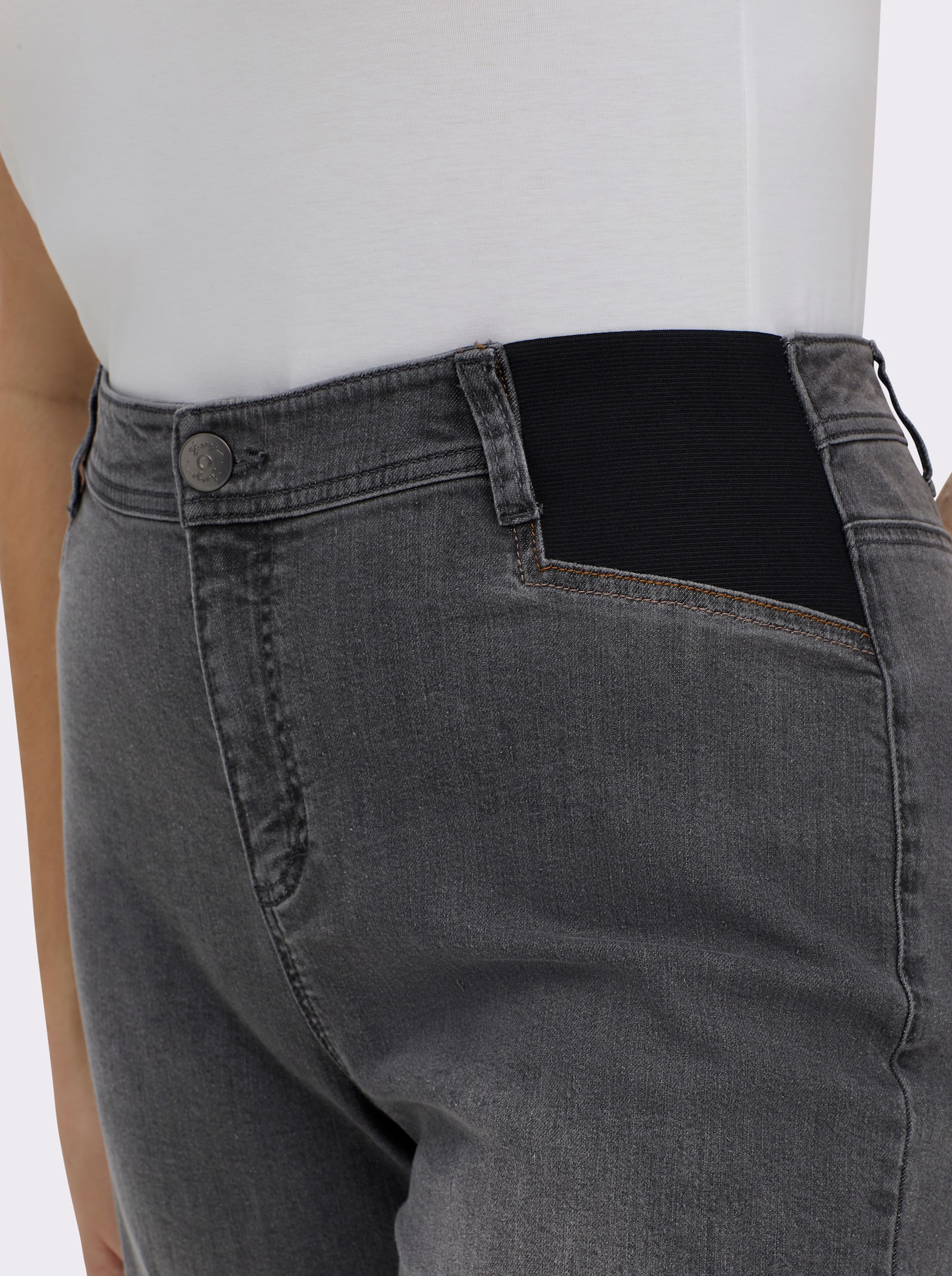 sheego Jeans met wijde pijpen en stretchinzetten - antraciet/grey-denim