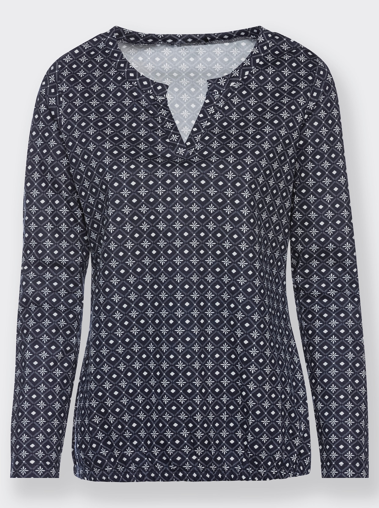 Shirt met lange mouwen - marine/ecru geprint