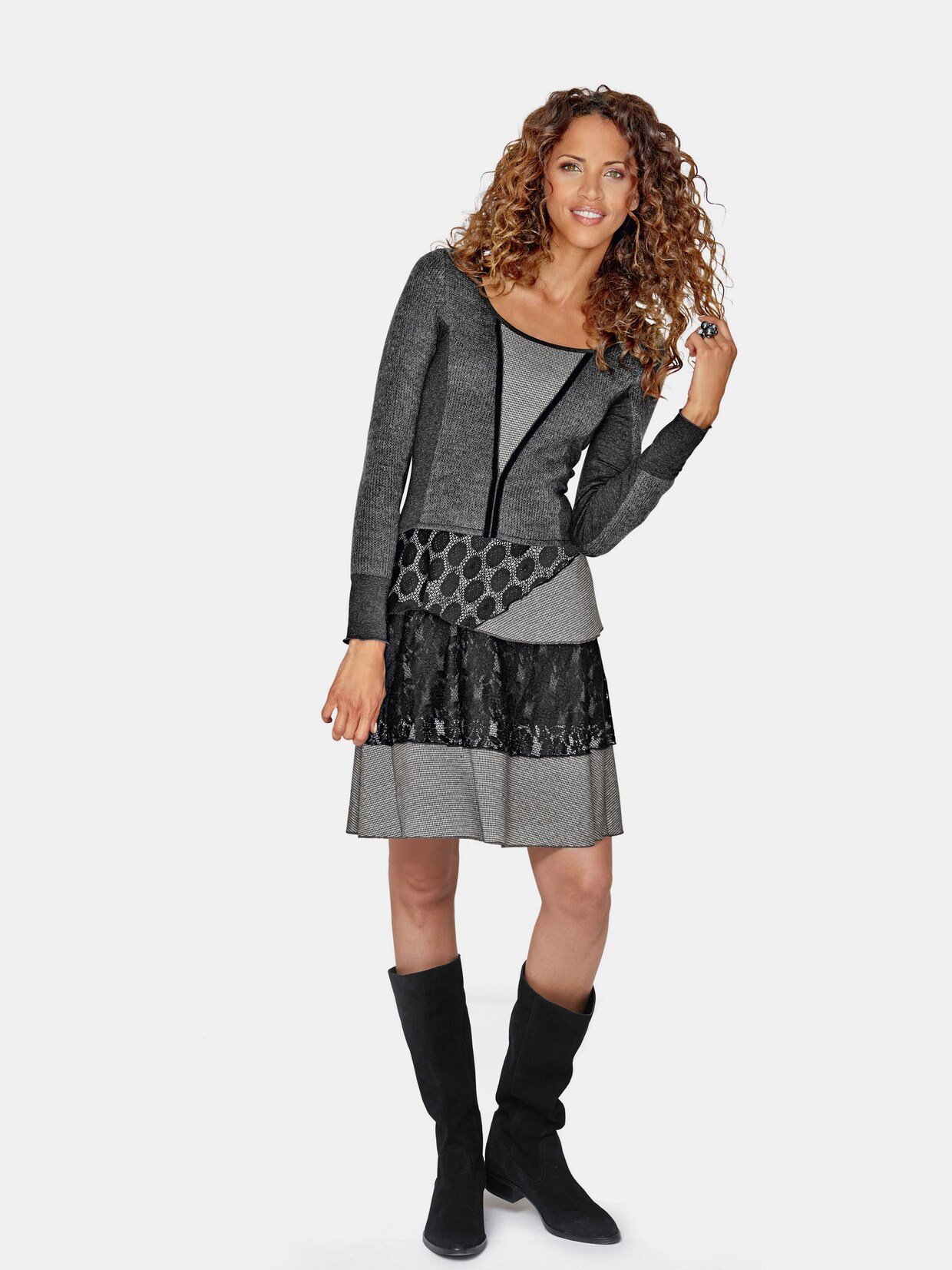 Linea Tesini Jersey-Kleid - schwarz