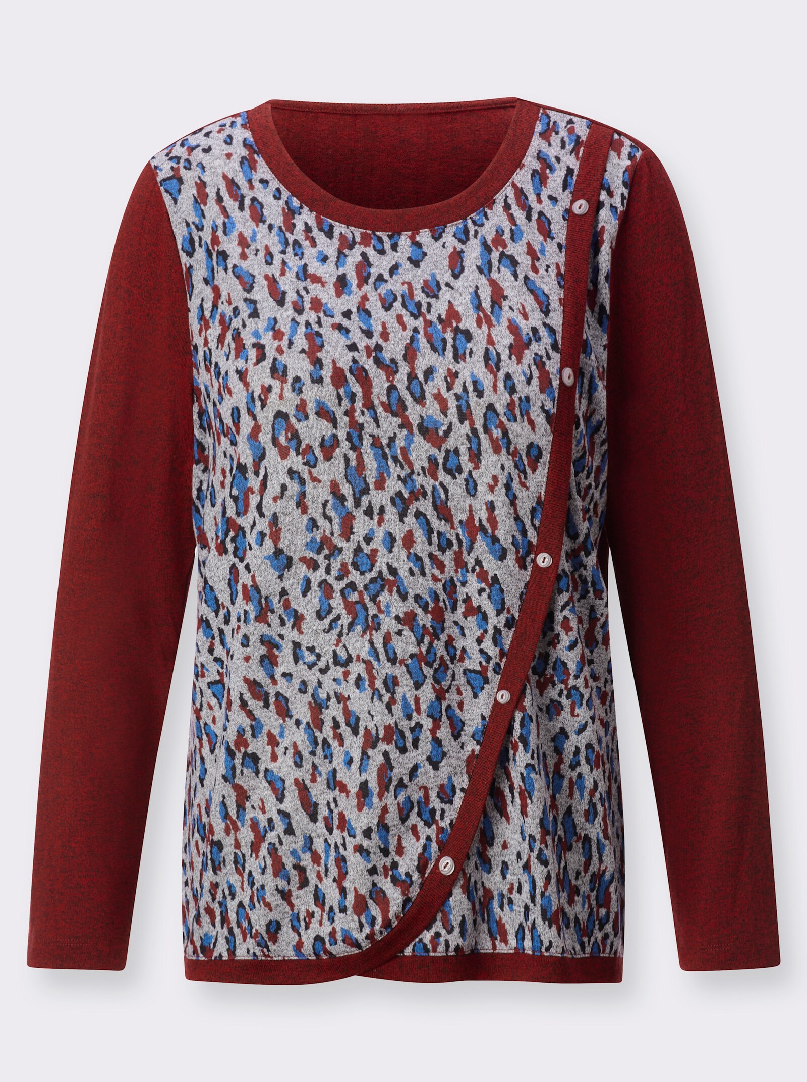 Langarmshirt - kirsche-meliert