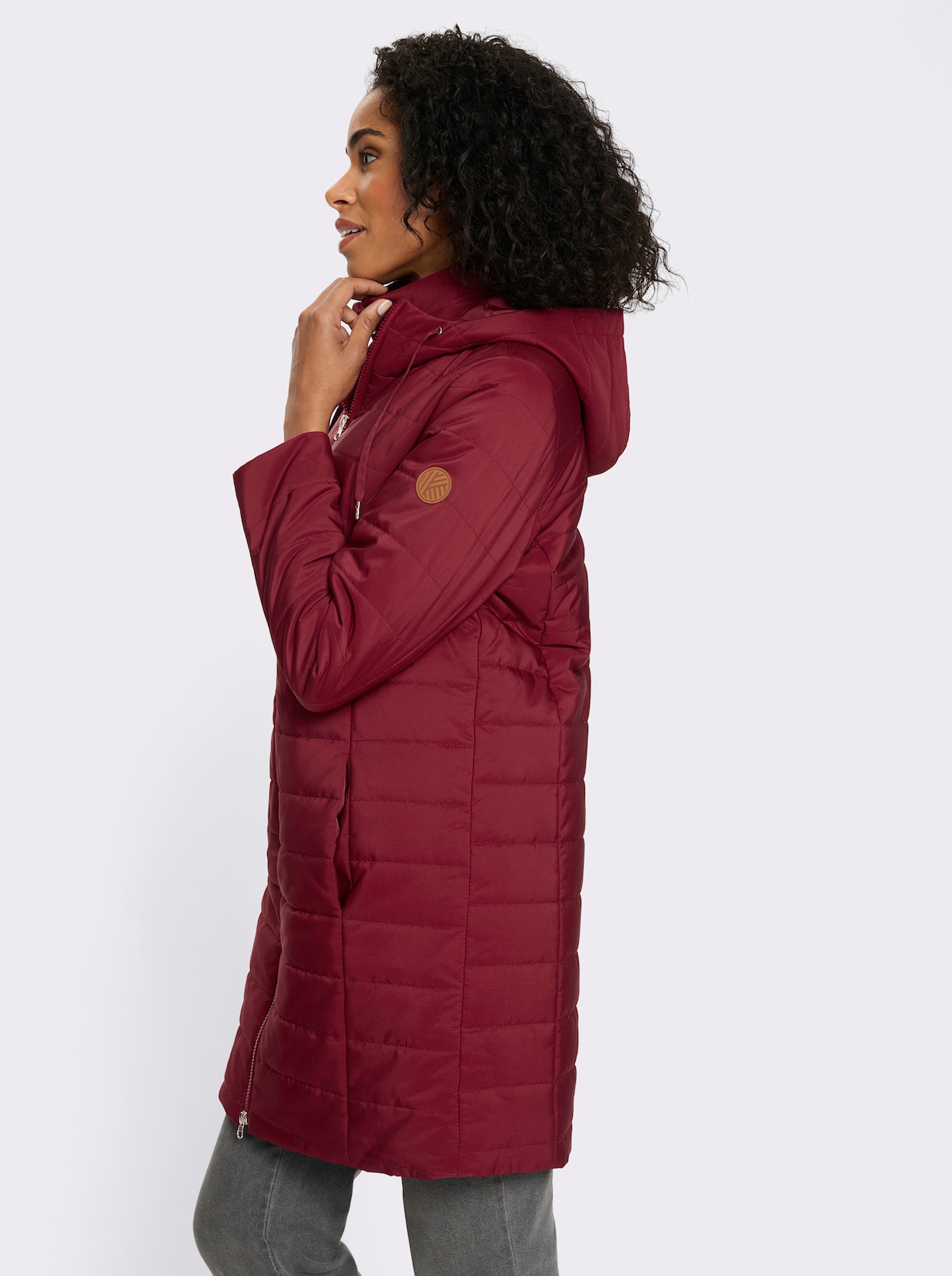 Longjacke in 2-in-1-Optik - dunkelrot