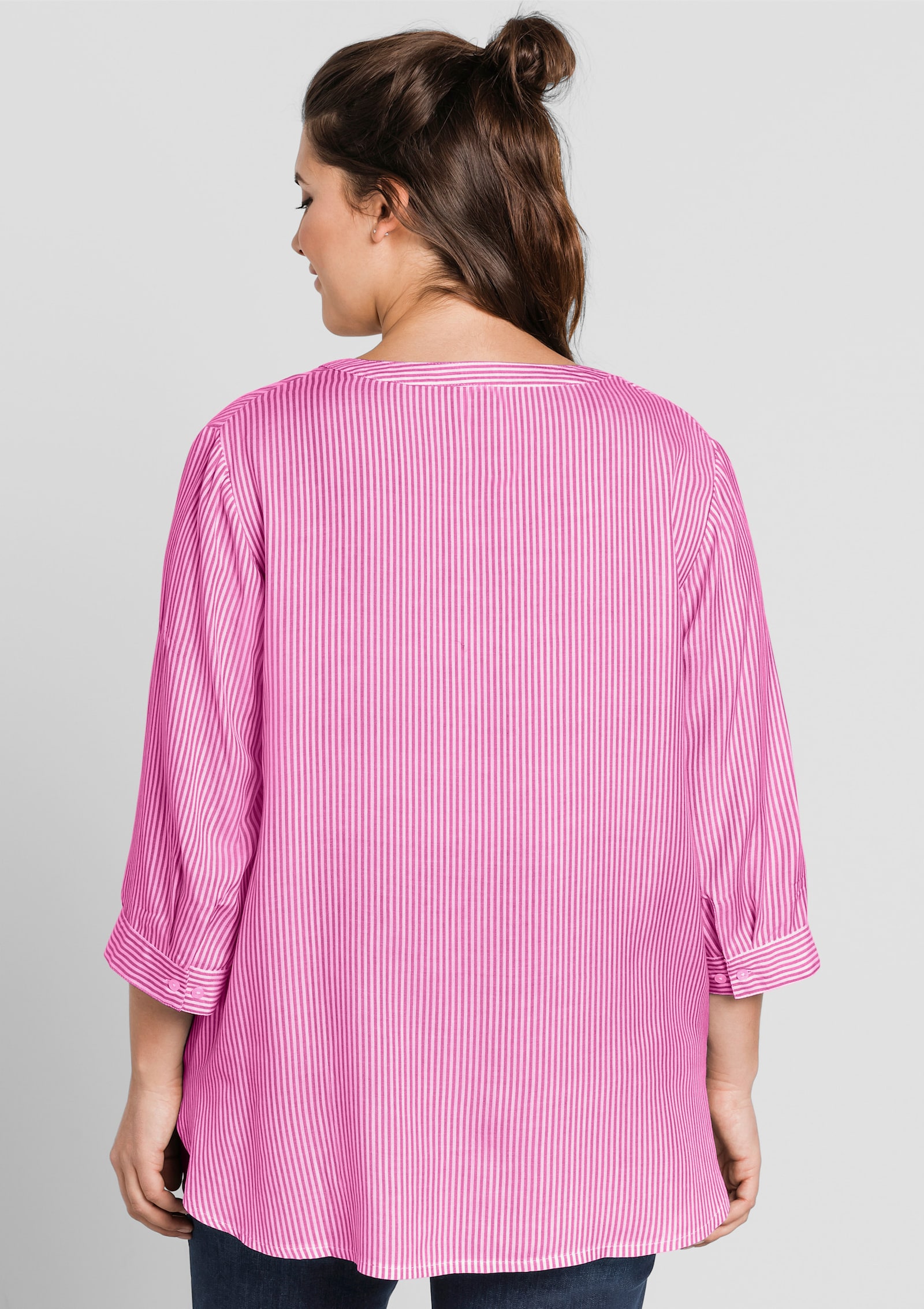 sheego Tunika - magenta-weiß-gestreift