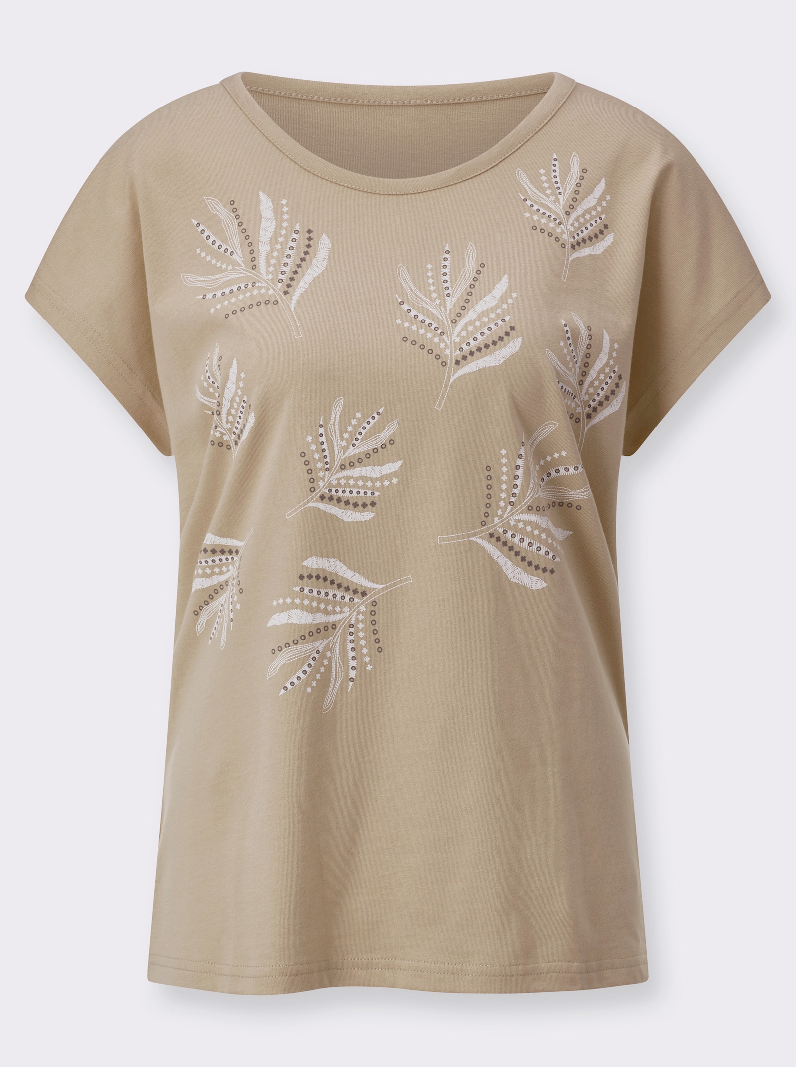 Print-Shirt aus reiner Baumwolle - beige