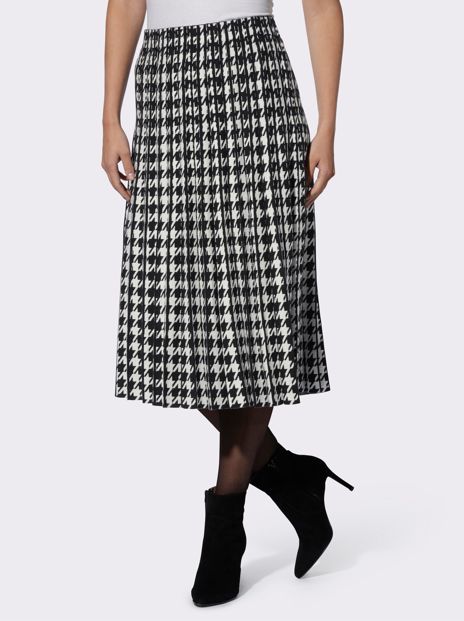 heine Strickrock mit Hahnentritt-Muster - schwarz-ecru-gemustert