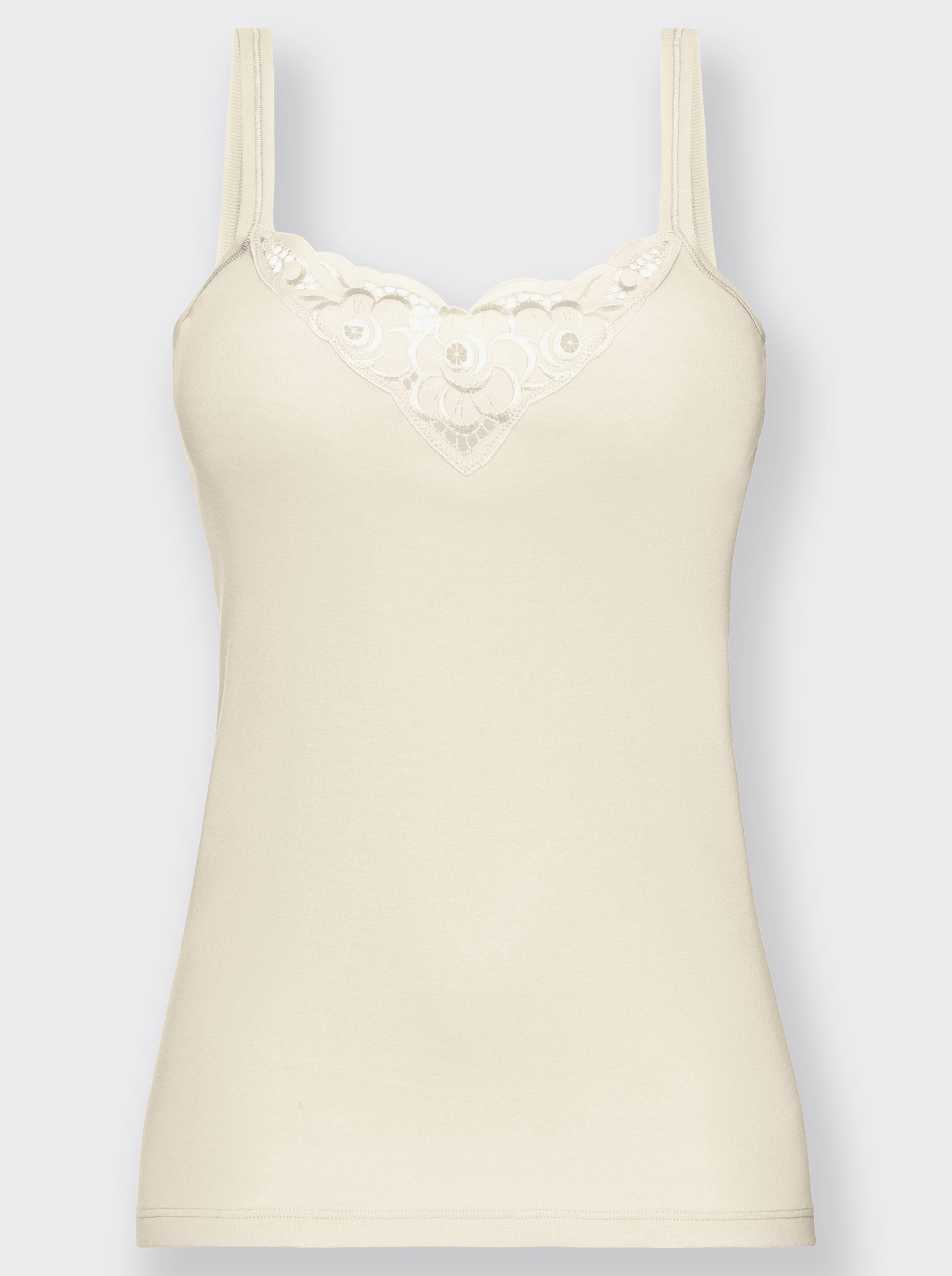 wäschepur Trägerhemd mit Batist-Motiv - weiß + apricot + champagner