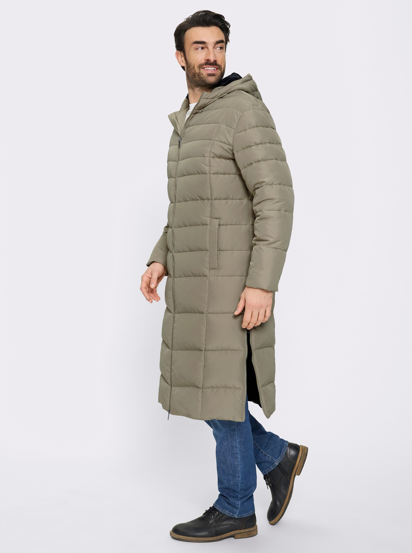 Marco Donati Longjacke mit 2-Wege-Reißverschluss - schlamm
