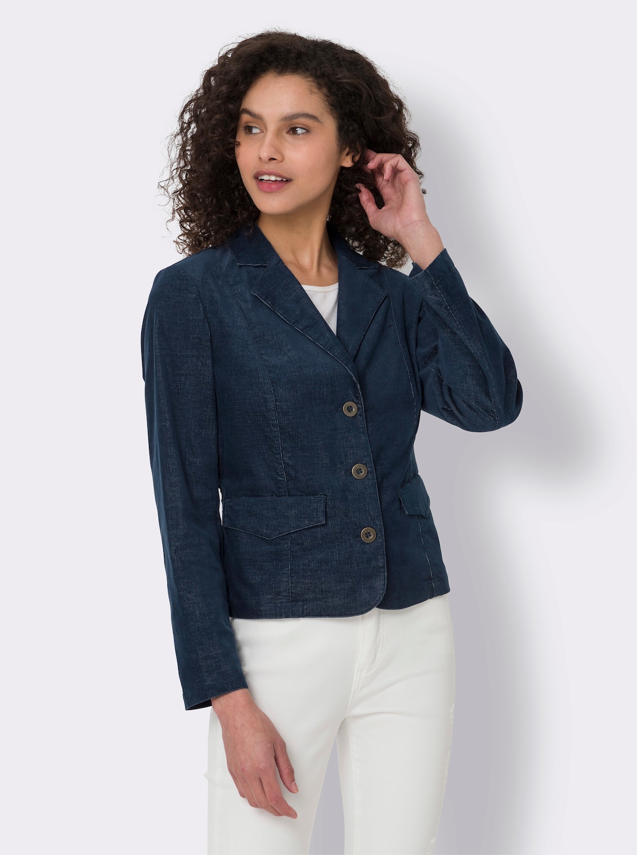 heine Blazer en velours - bleu foncé