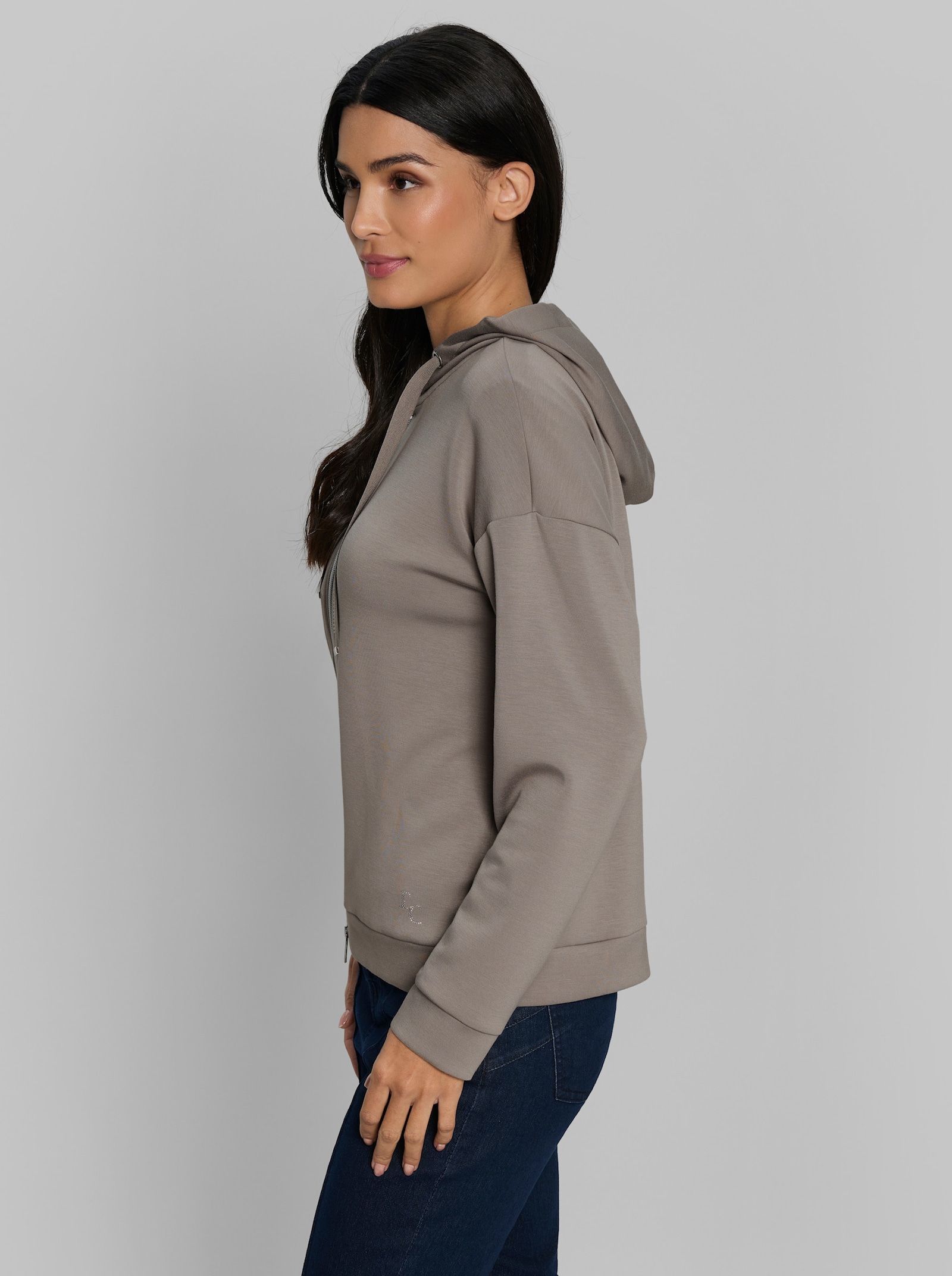 heine Sweatjacke mit Modal - taupe