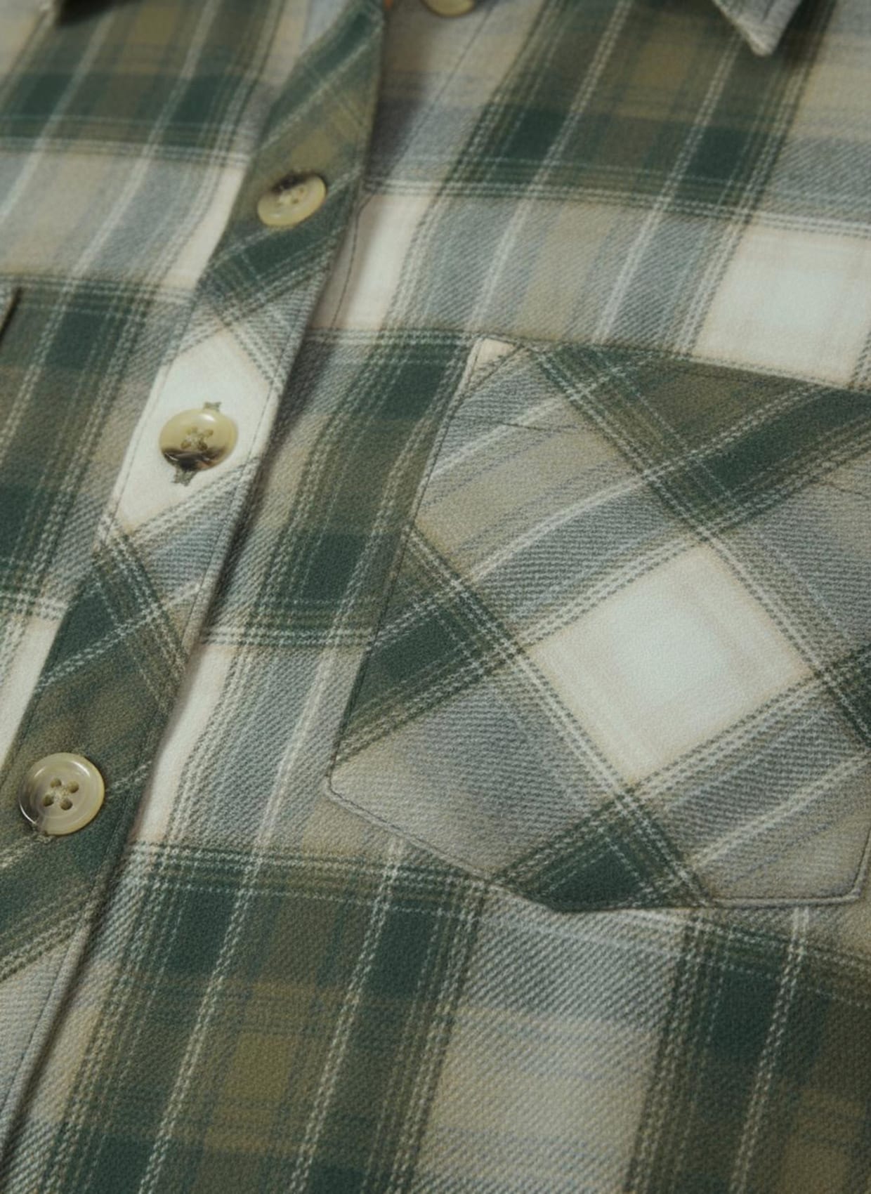 Flanellbluse im Karomuster - oliv-ecru-kariert