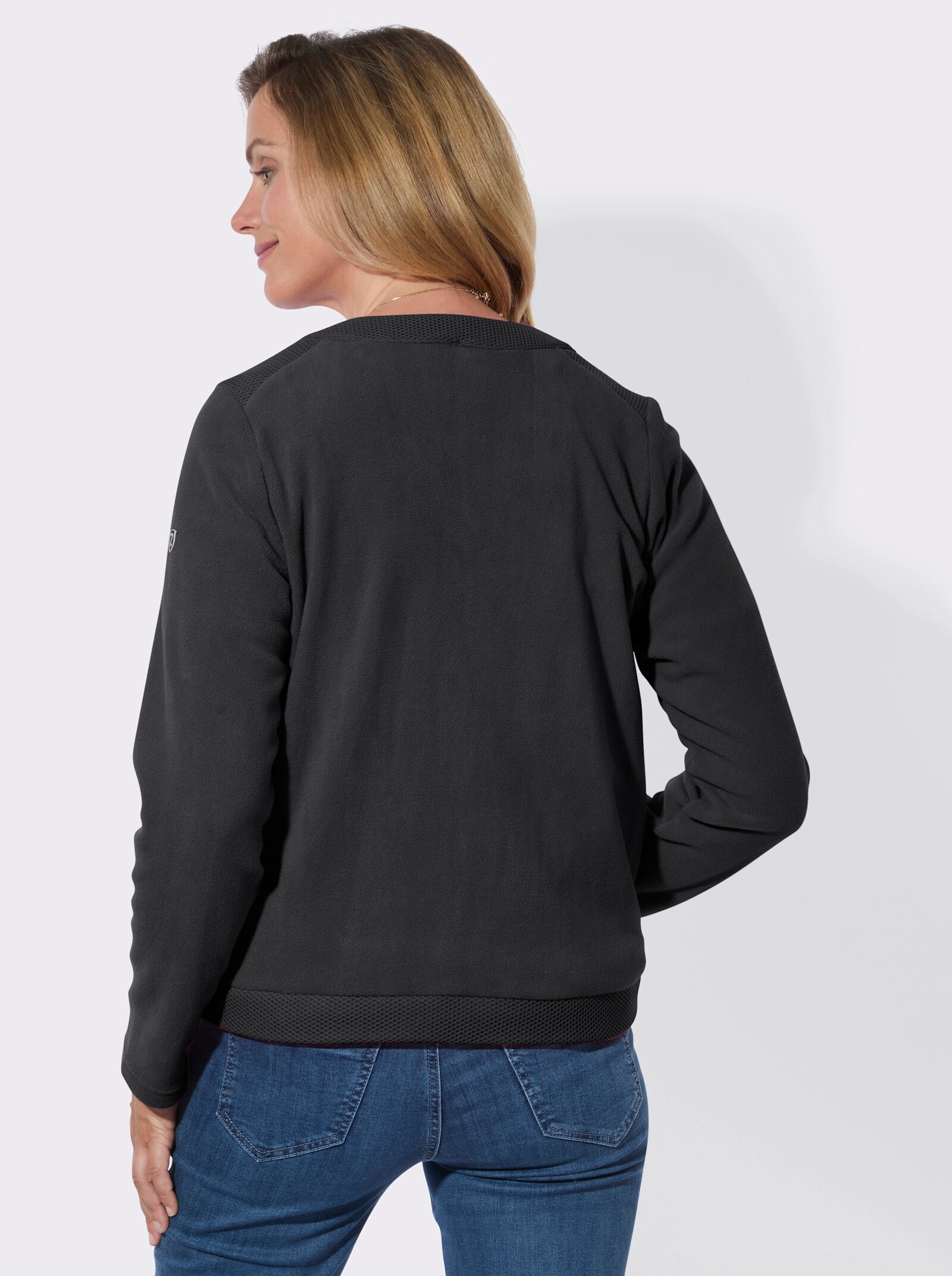 Fleecejacke mit Steppmuster-Einsätzen - schwarz