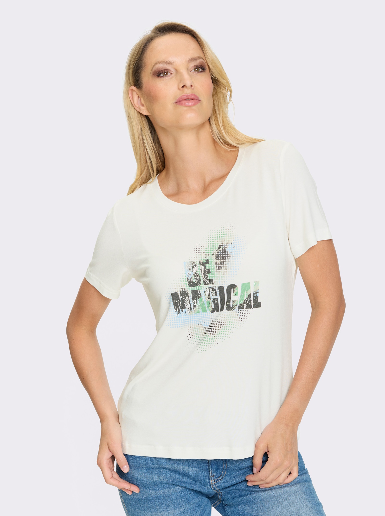 heine Shirt met korte mouwen - ecru