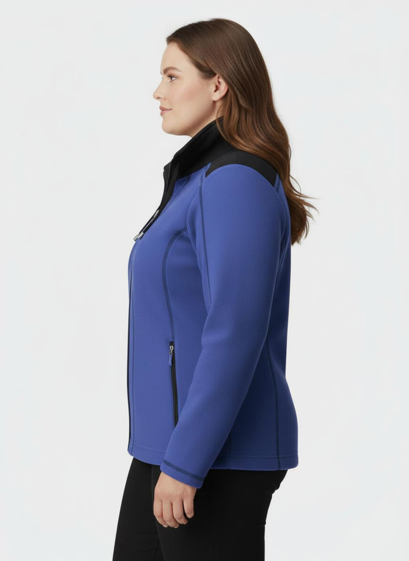 Fleecejacke mit Kontraststreifen - blau-schwarz