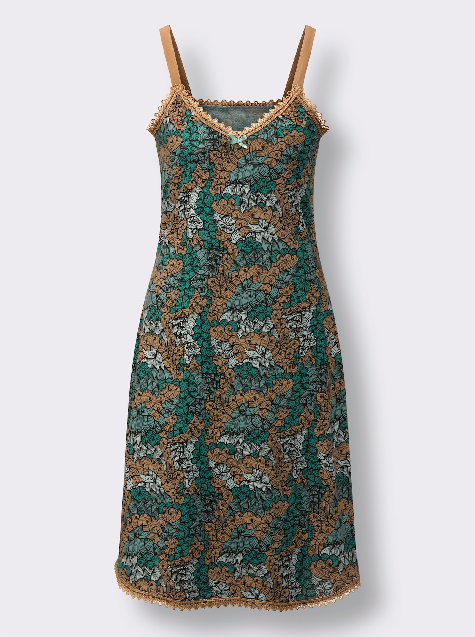 wäschepur Nachthemd - camel/salie bedrukt