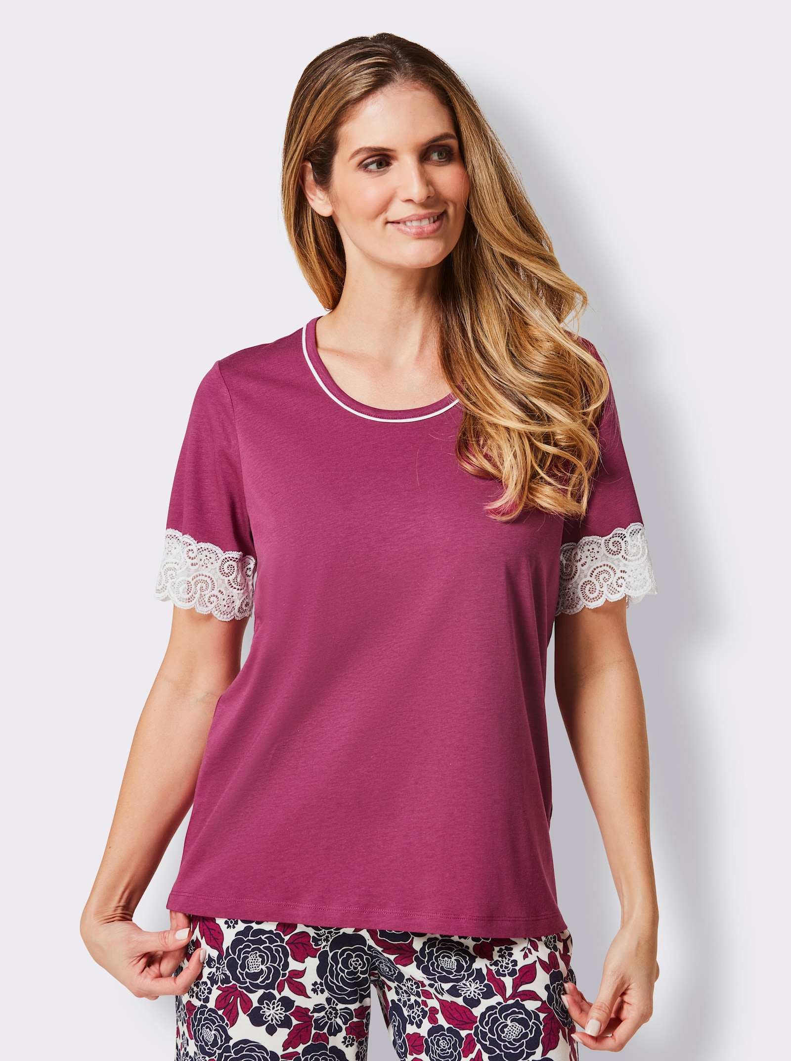 wäschepur Pyjama-Shirt - malve