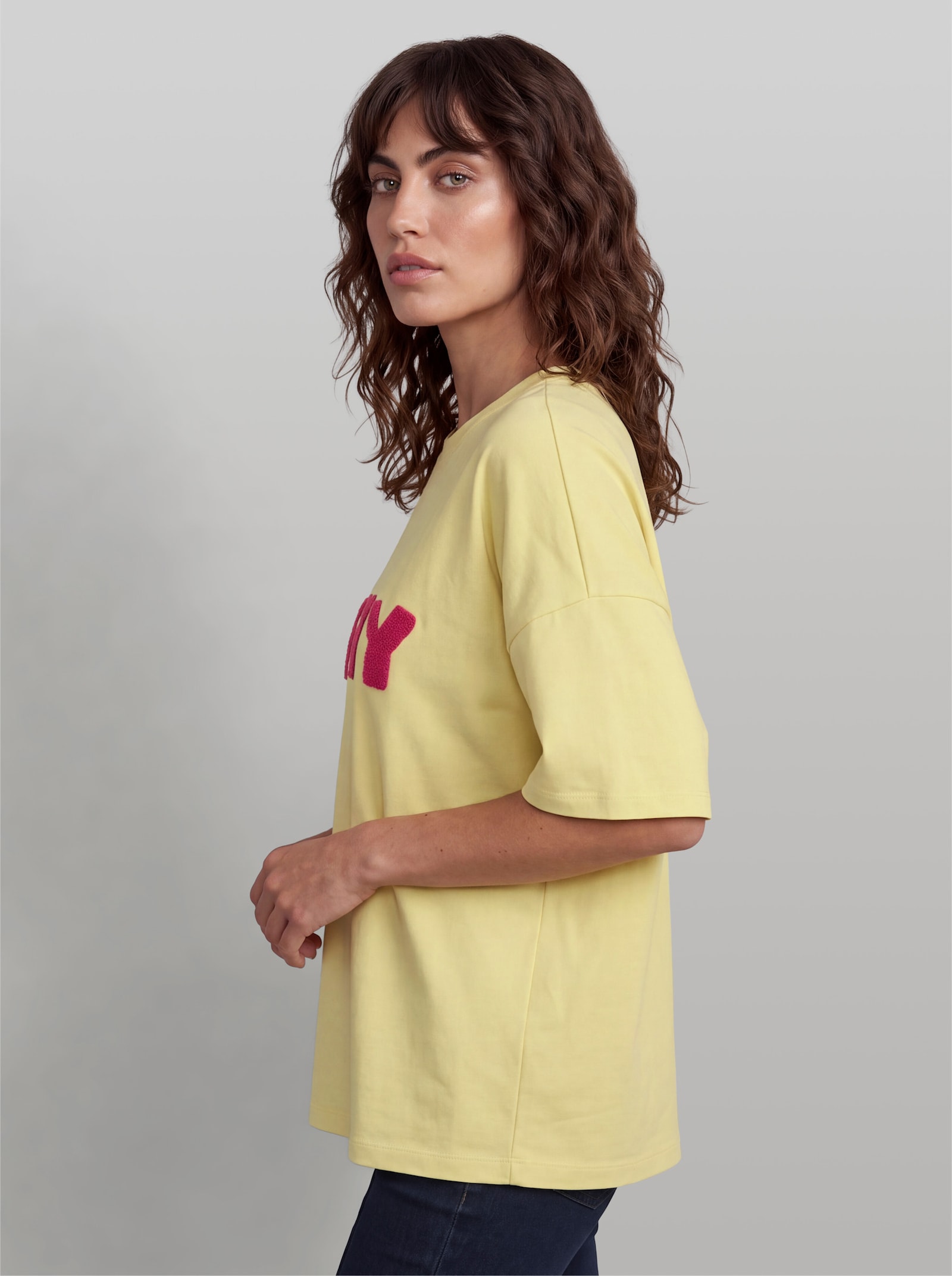 heine Sweatshirt mit Teddy-Schriftzug - zitrone