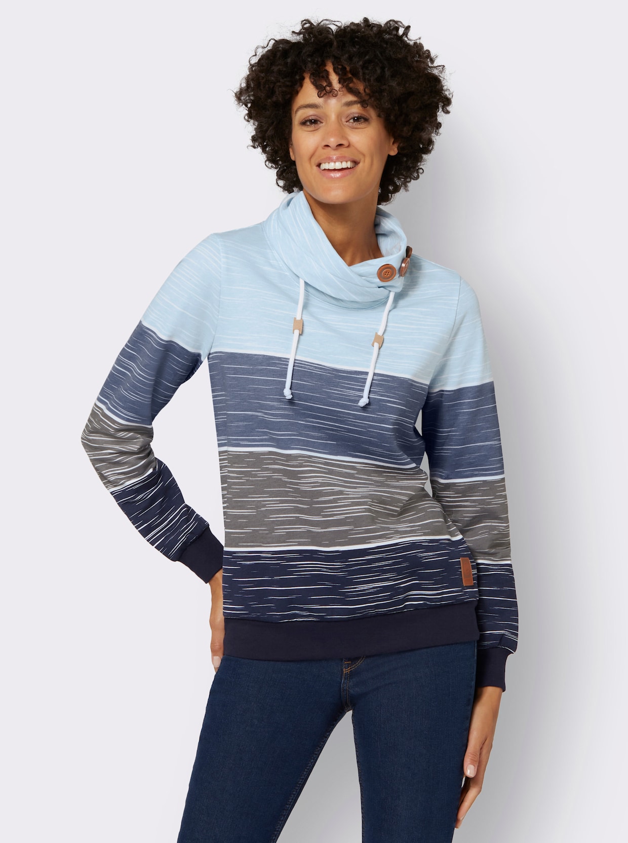 Sweatshirt - marine/lichtblauw bedrukt