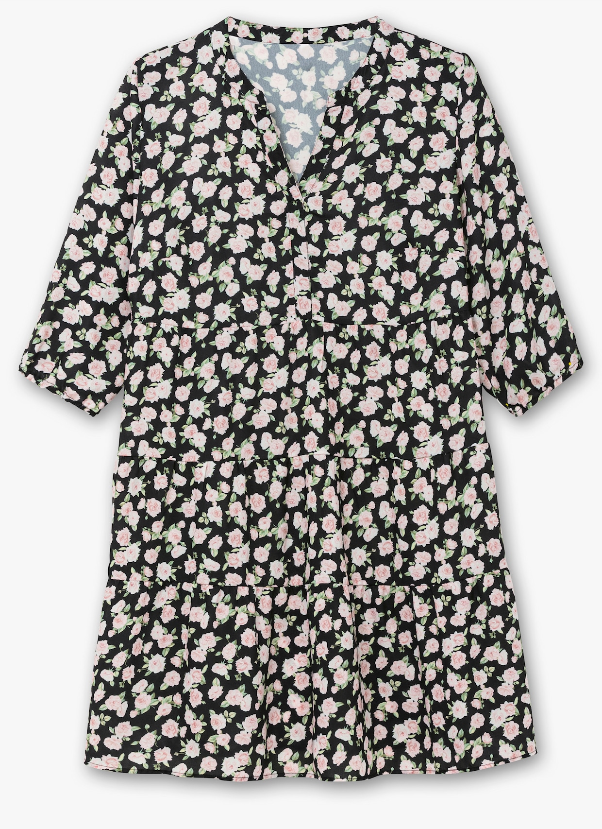 Blumenkleid - schwarz-weiß-gemustert
