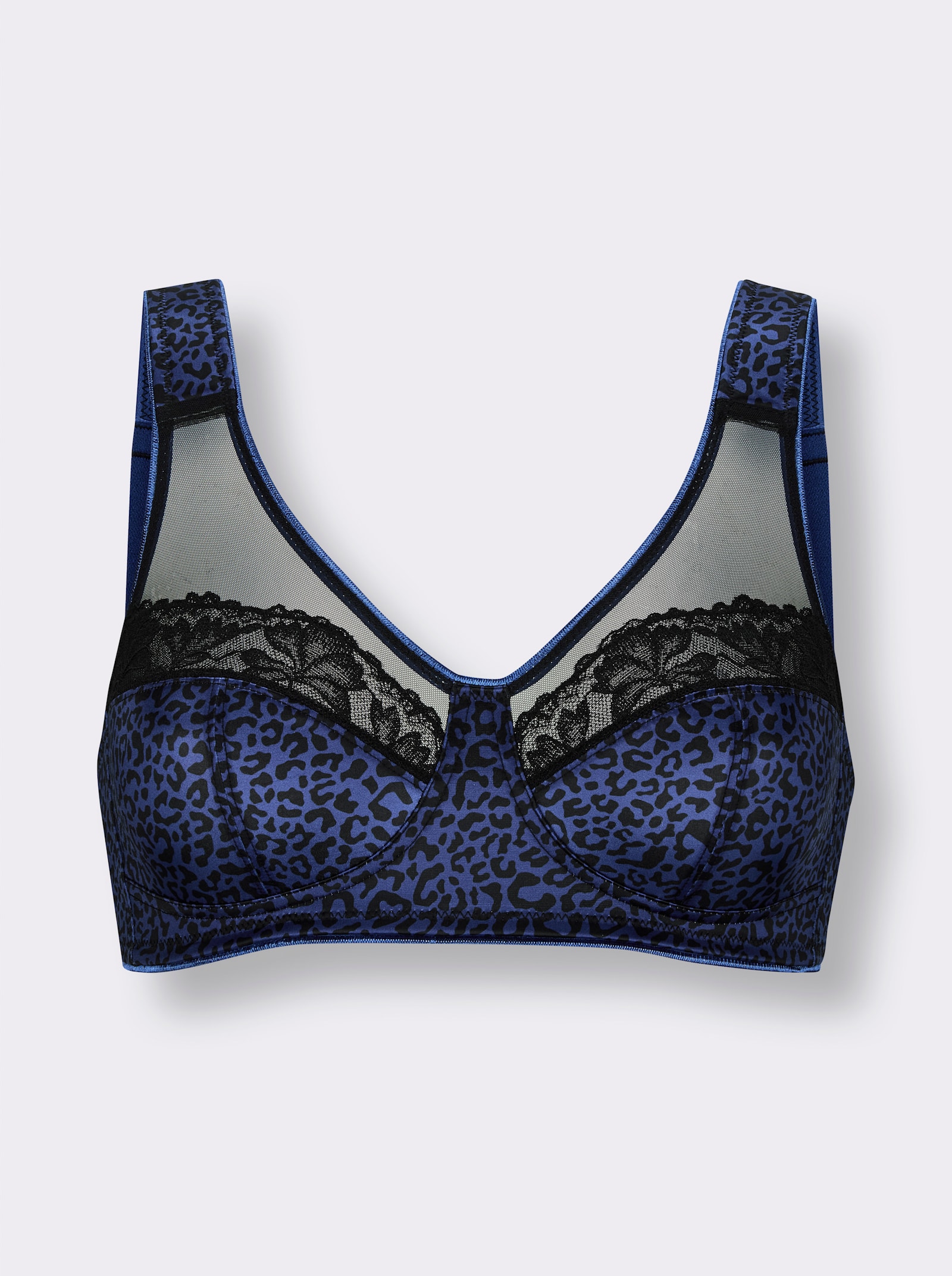 wäschepur Entlastungs-BH ohne Bügel mit Animalprint - royalblau-bedruckt
