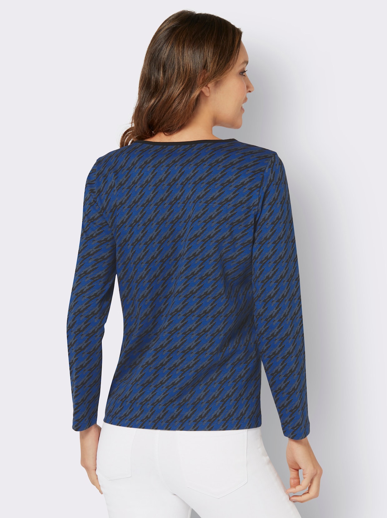 Shirt met lange mouwen - koningsblauw/zwart bedrukt
