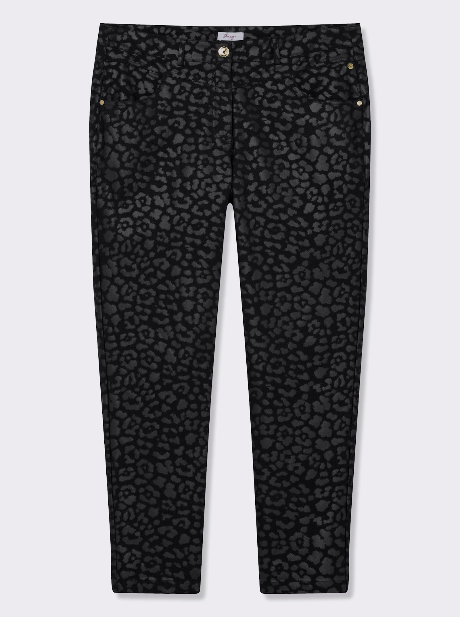 sheego Bengalinhose mit beschichtetem Leo-Print - schwarz-bedruckt
