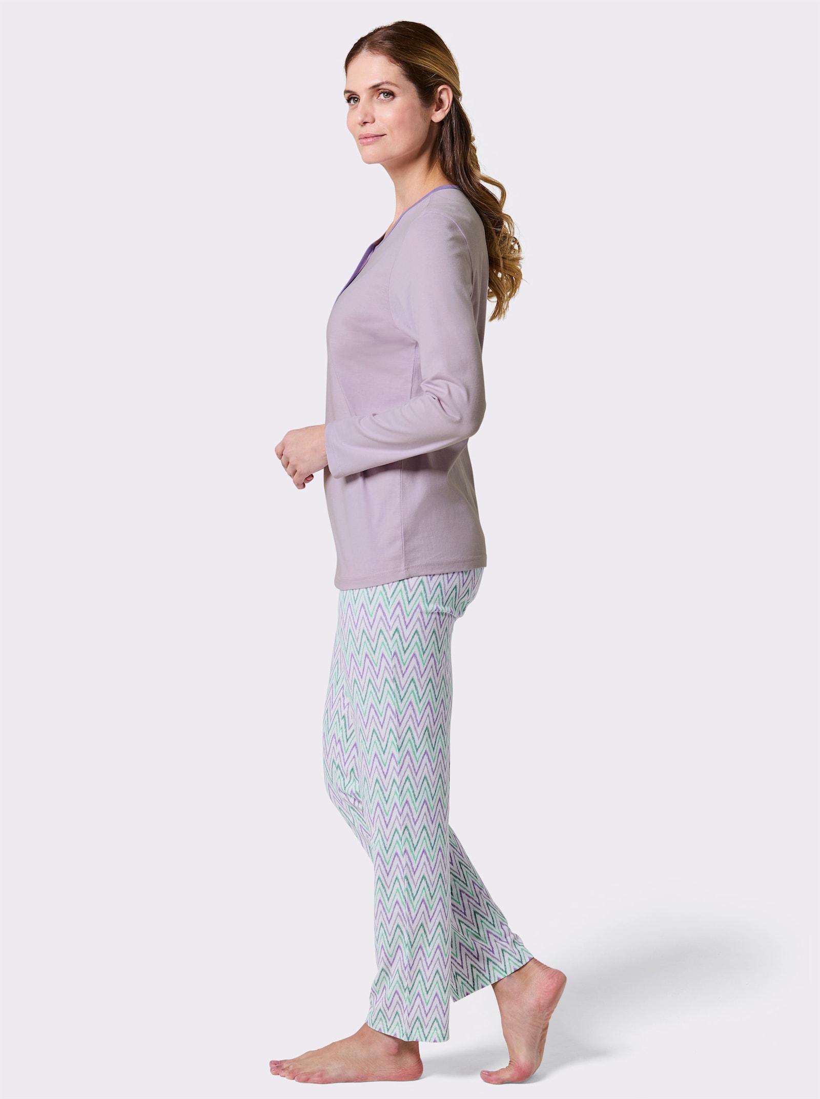 wäschepur Schlafanzüge mit bedruckter Hose - rosé + flieder