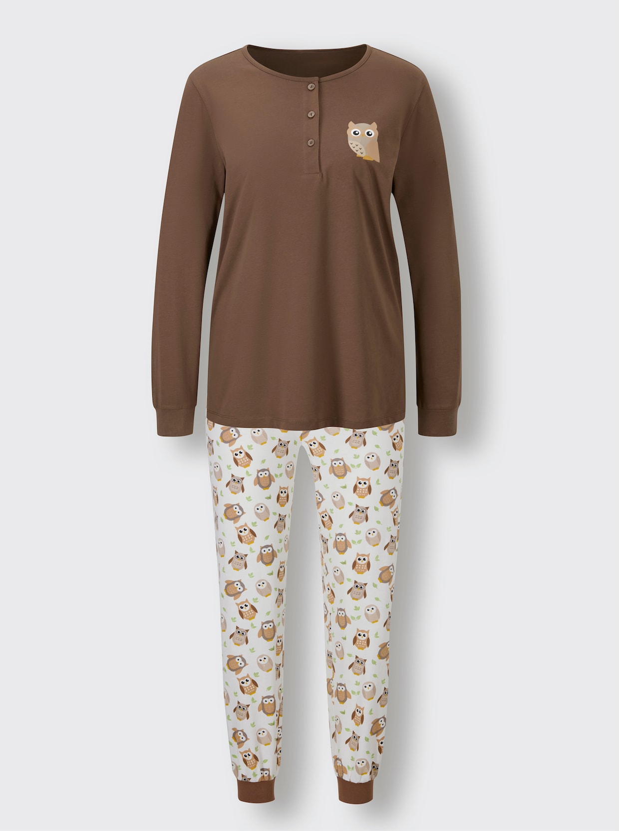 wäschepur Pyjama - bruin/ecru geprint