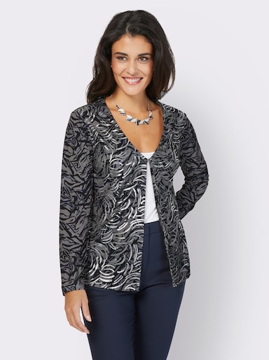 Shirtjacke - schwarz-marine-bedruckt