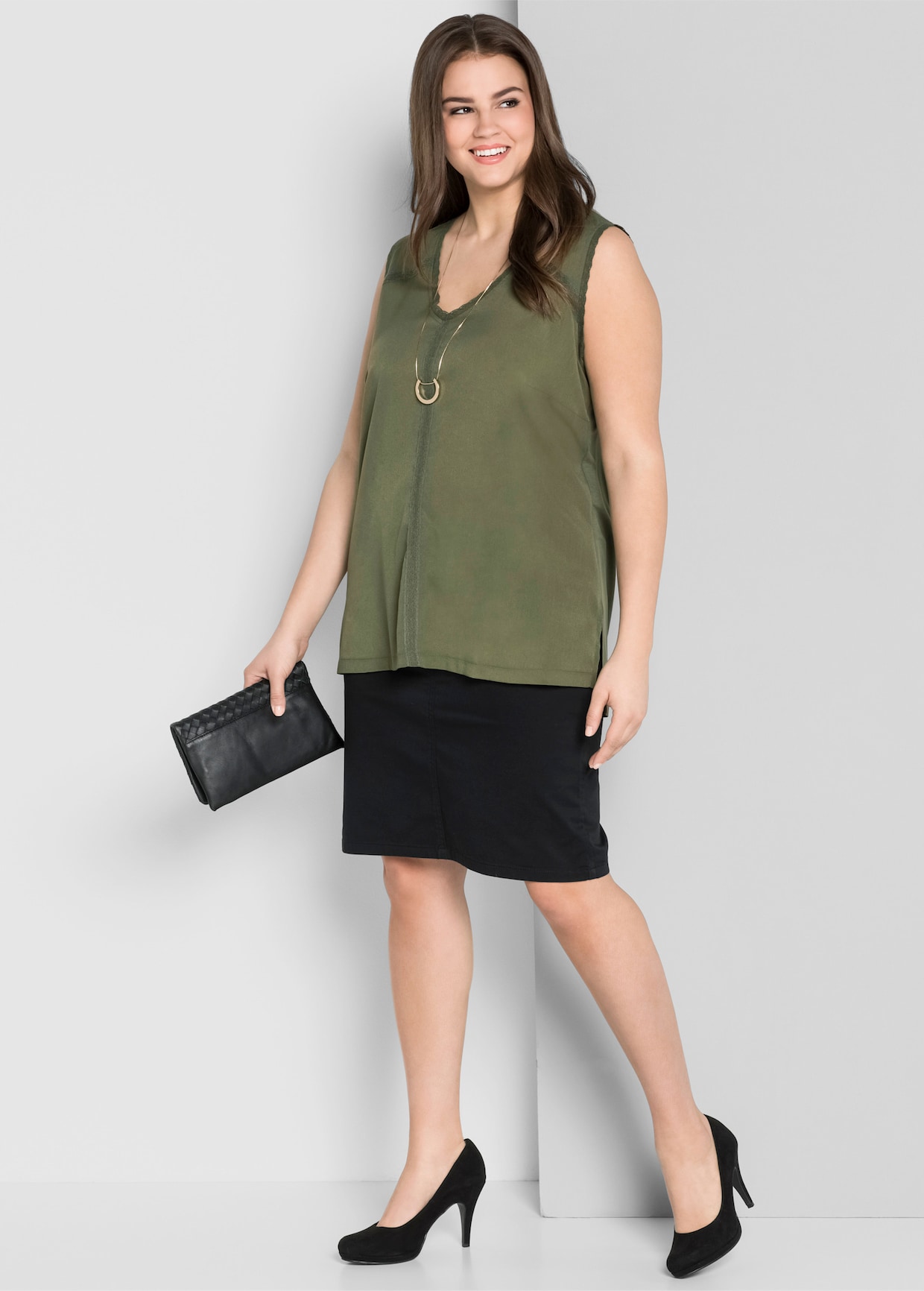 sheego Jupe crayon - noir