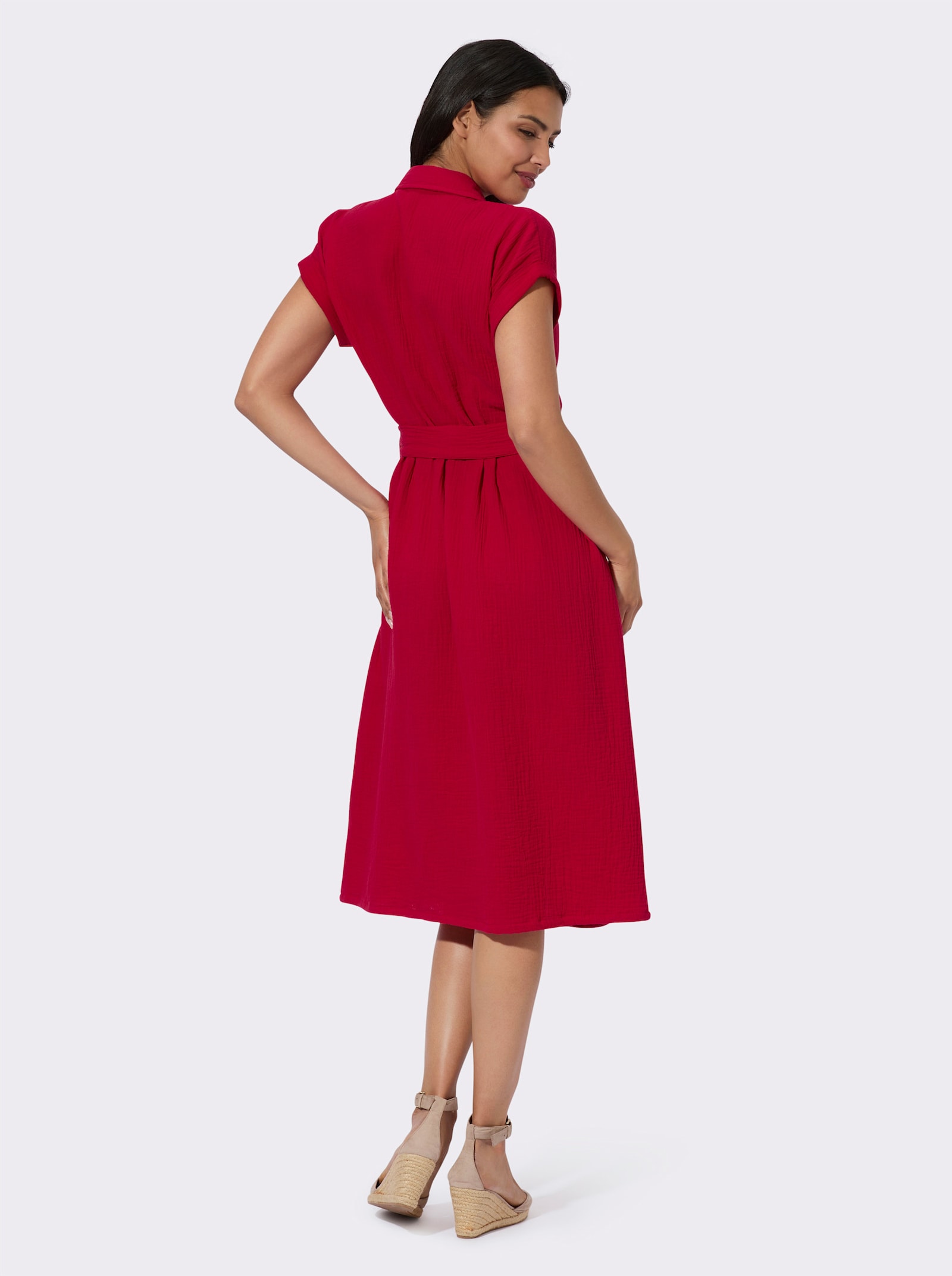 Baumwollkleid in Musselin-Qualität - rot