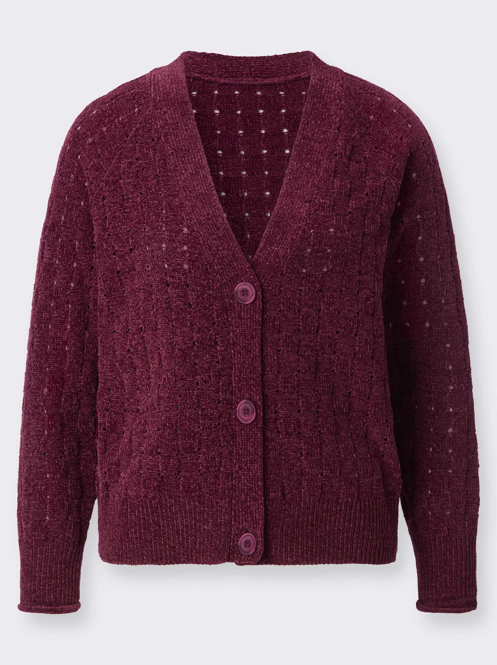 Strickjacke in Chenille-Qualität - bordeaux