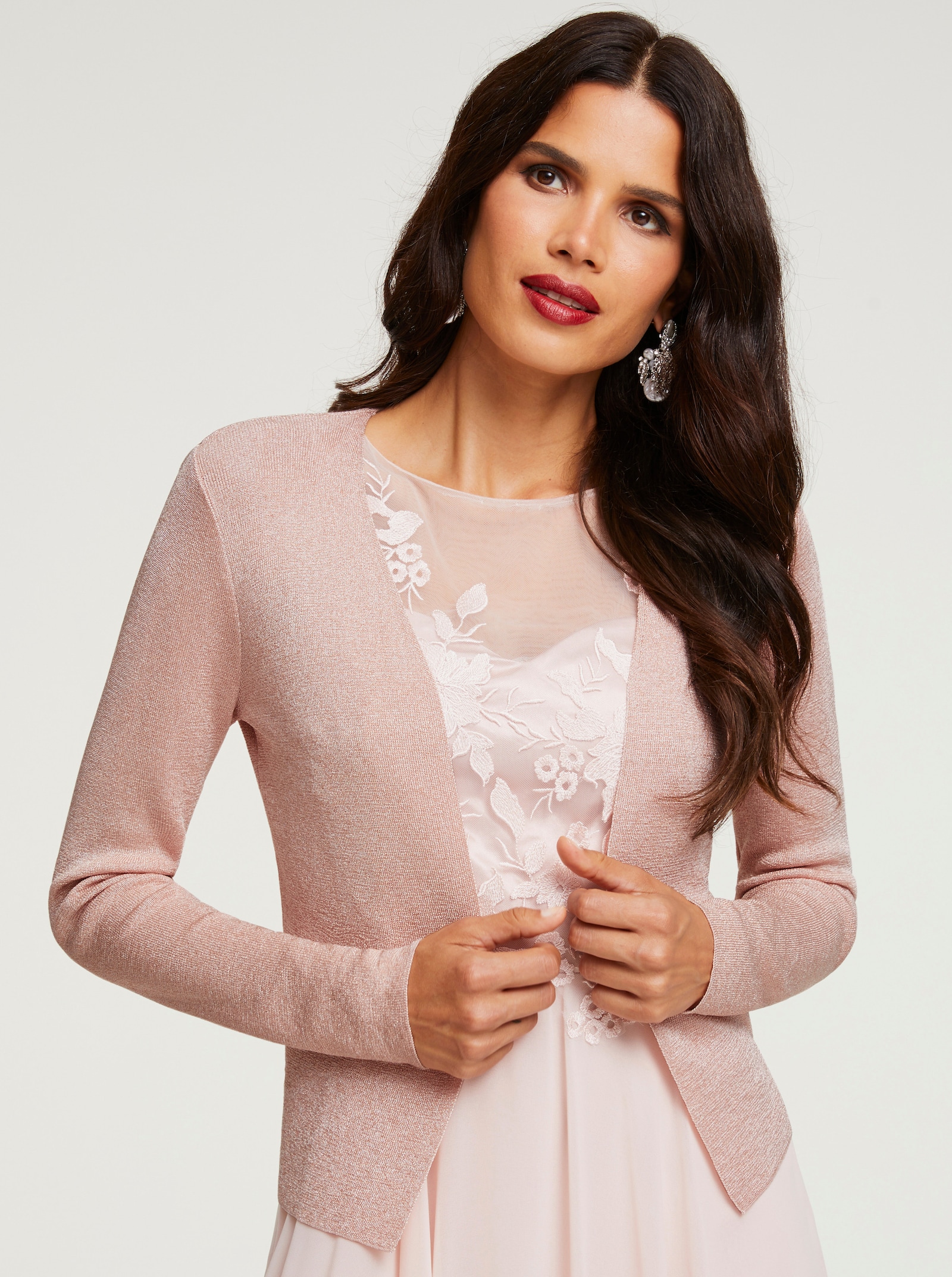 heine Feinstrickjacke in verschlussloser Form - puder