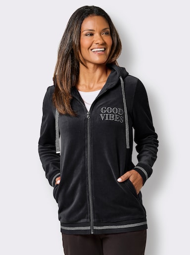feel good Nickijacke mit Glitzer-Details - schwarz
