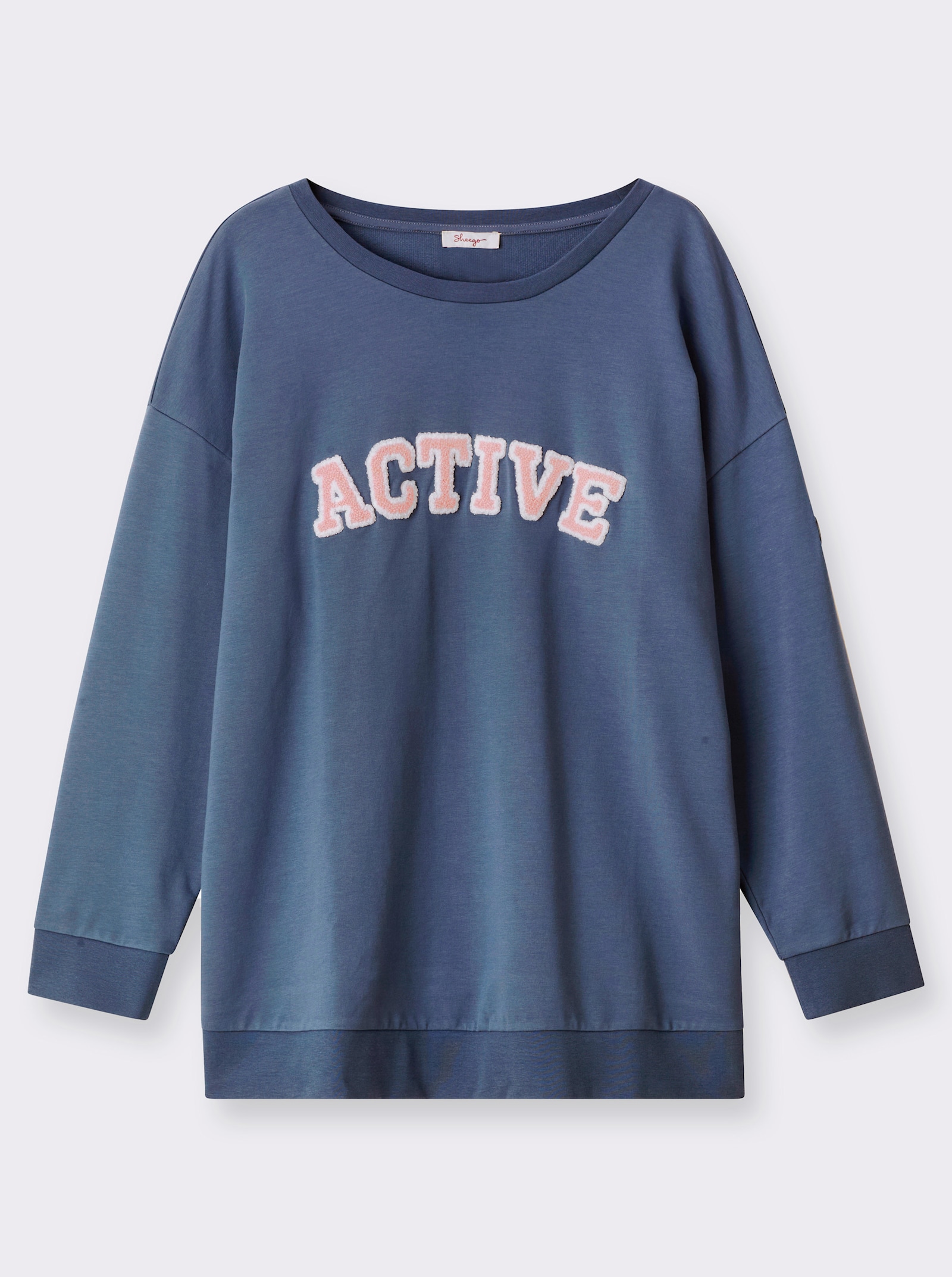 sheego Sweatshirt mit Flockprint - rauchblau-hellblau-bedruckt