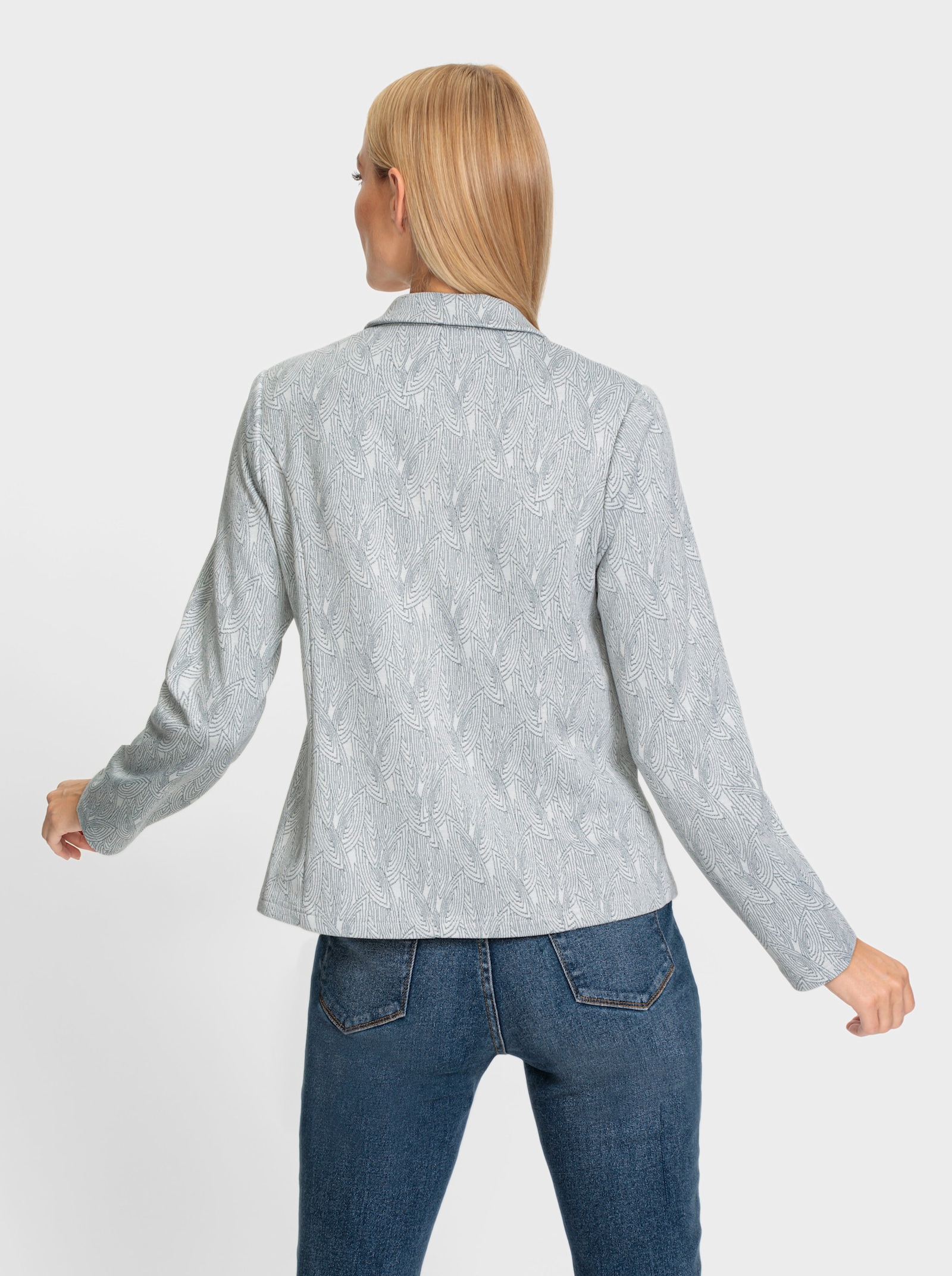 heine Jerseyblazer met zilverkleurig effectgaren - blauw/wit gedessineerd