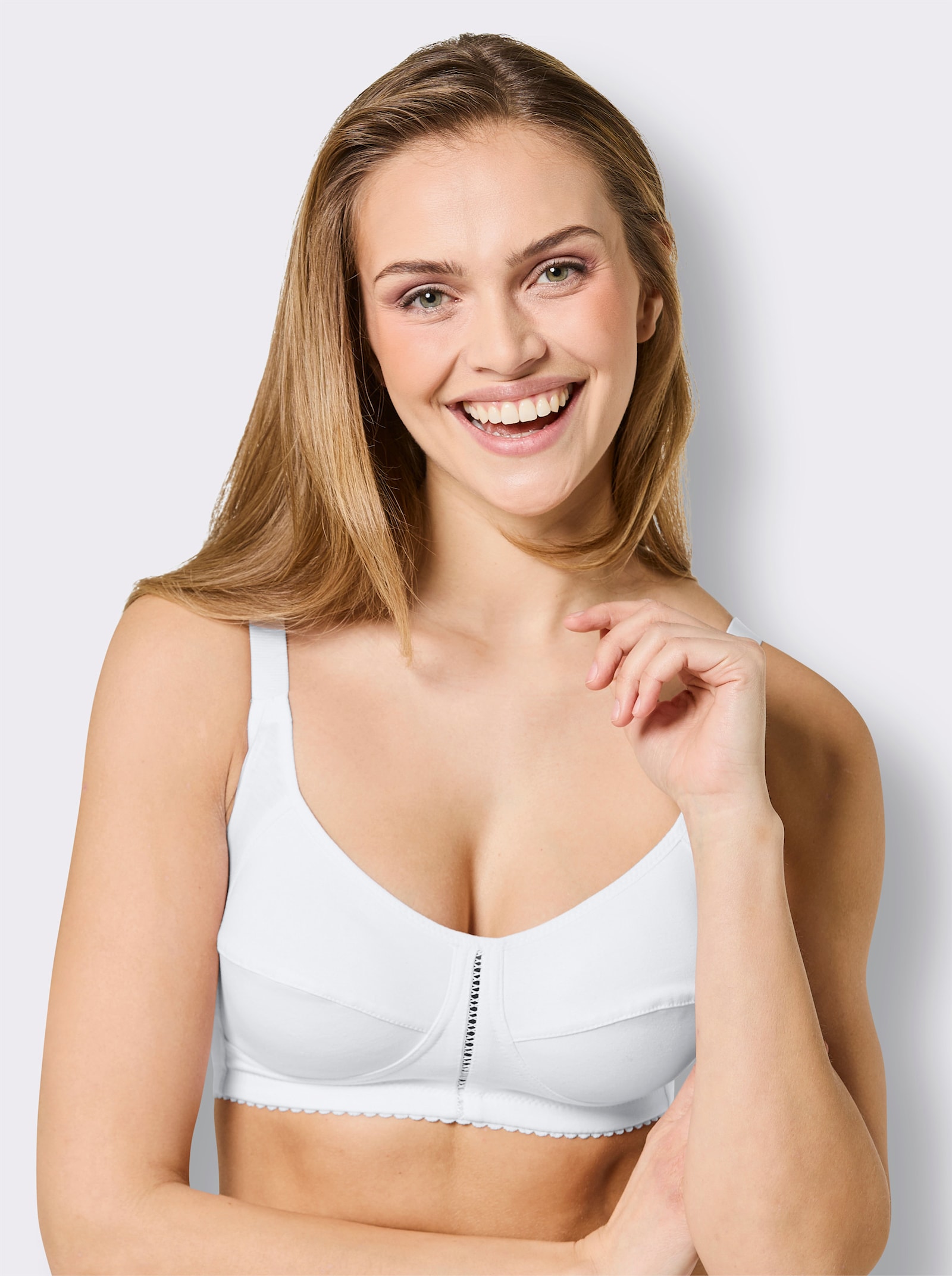 wäschepur Schalen-BH ohne Bügel mit Ziernähten - weiß