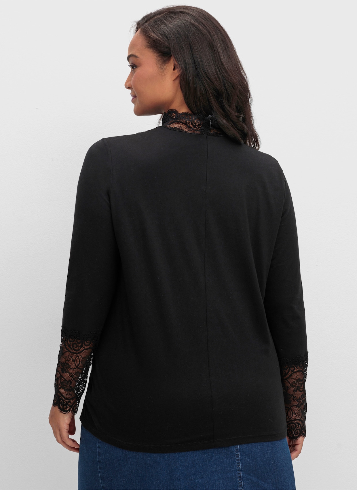 Stehkragenshirt - schwarz